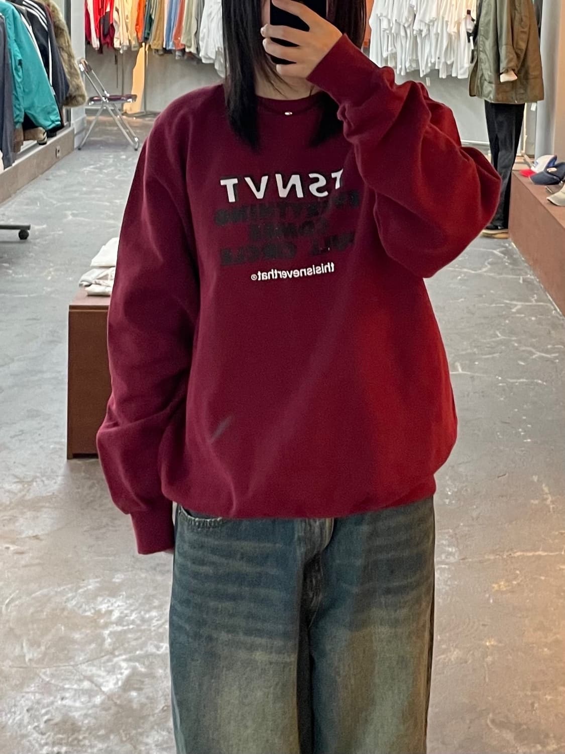 디스이즈네버댓 버건디 맨투맨 H1559 상품이미지1