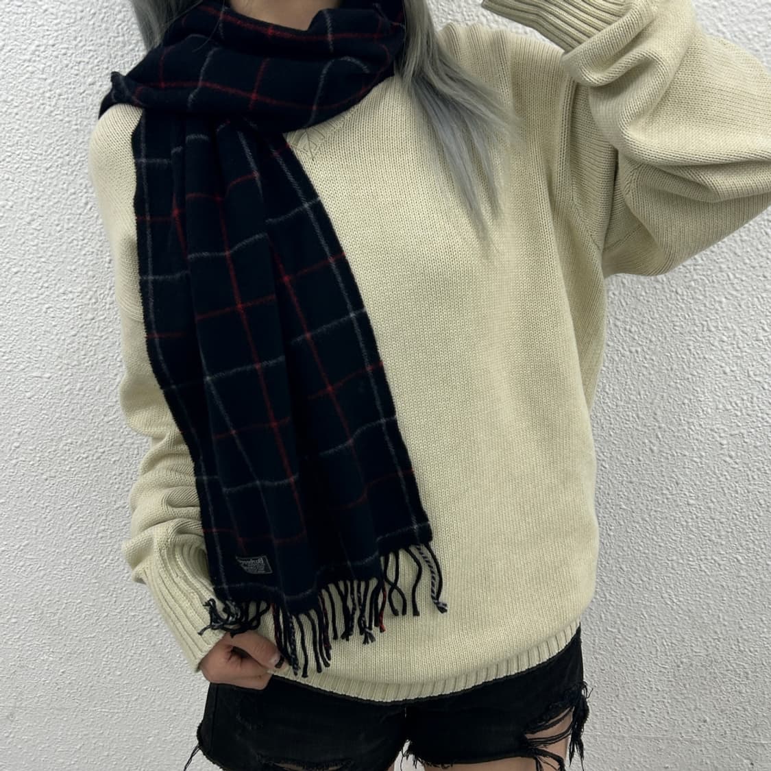 버버리 캐시미어 네이비 머플러 상품이미지1