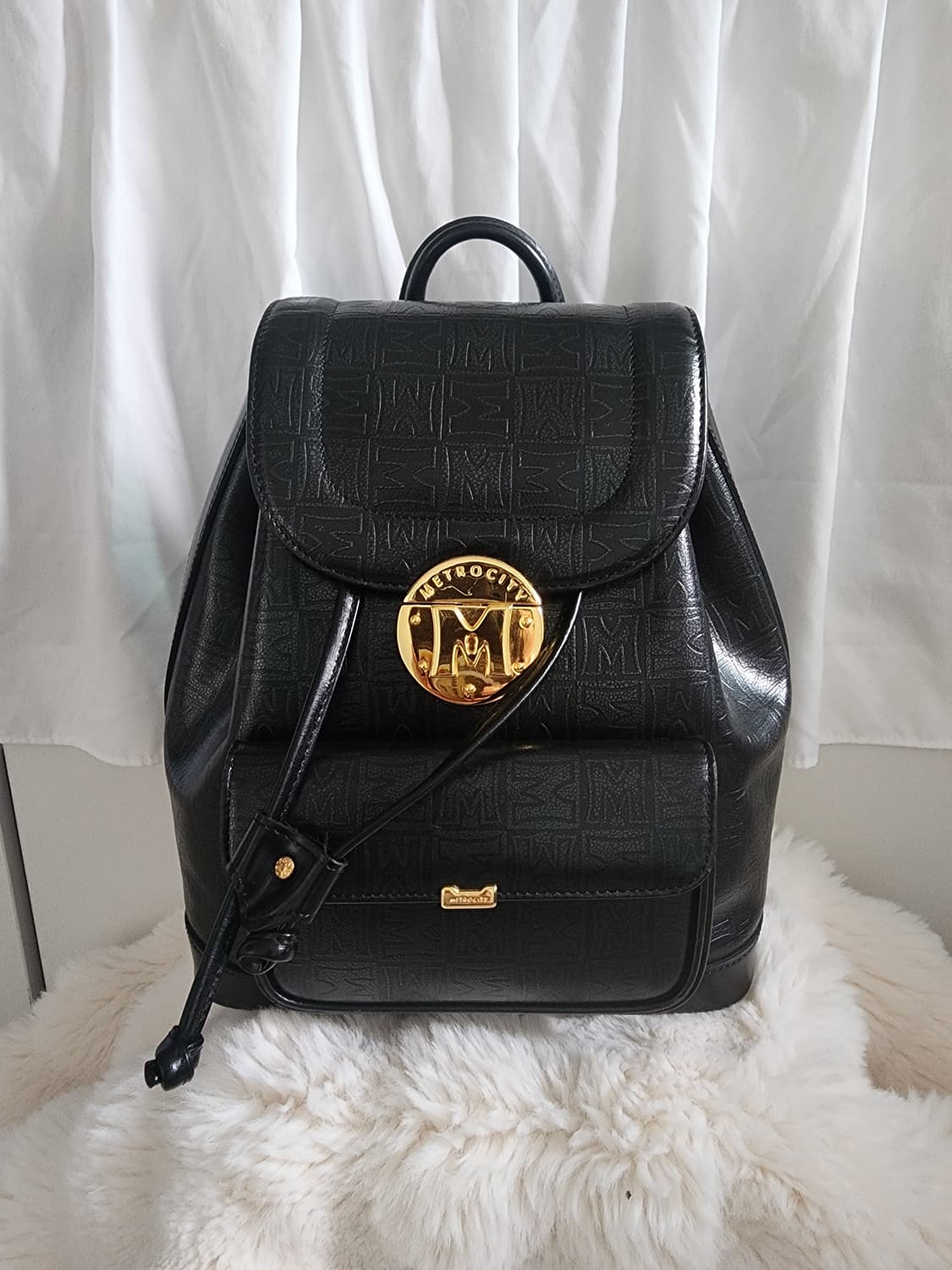 메트로시티 블랙 가죽 백팩 상품이미지1