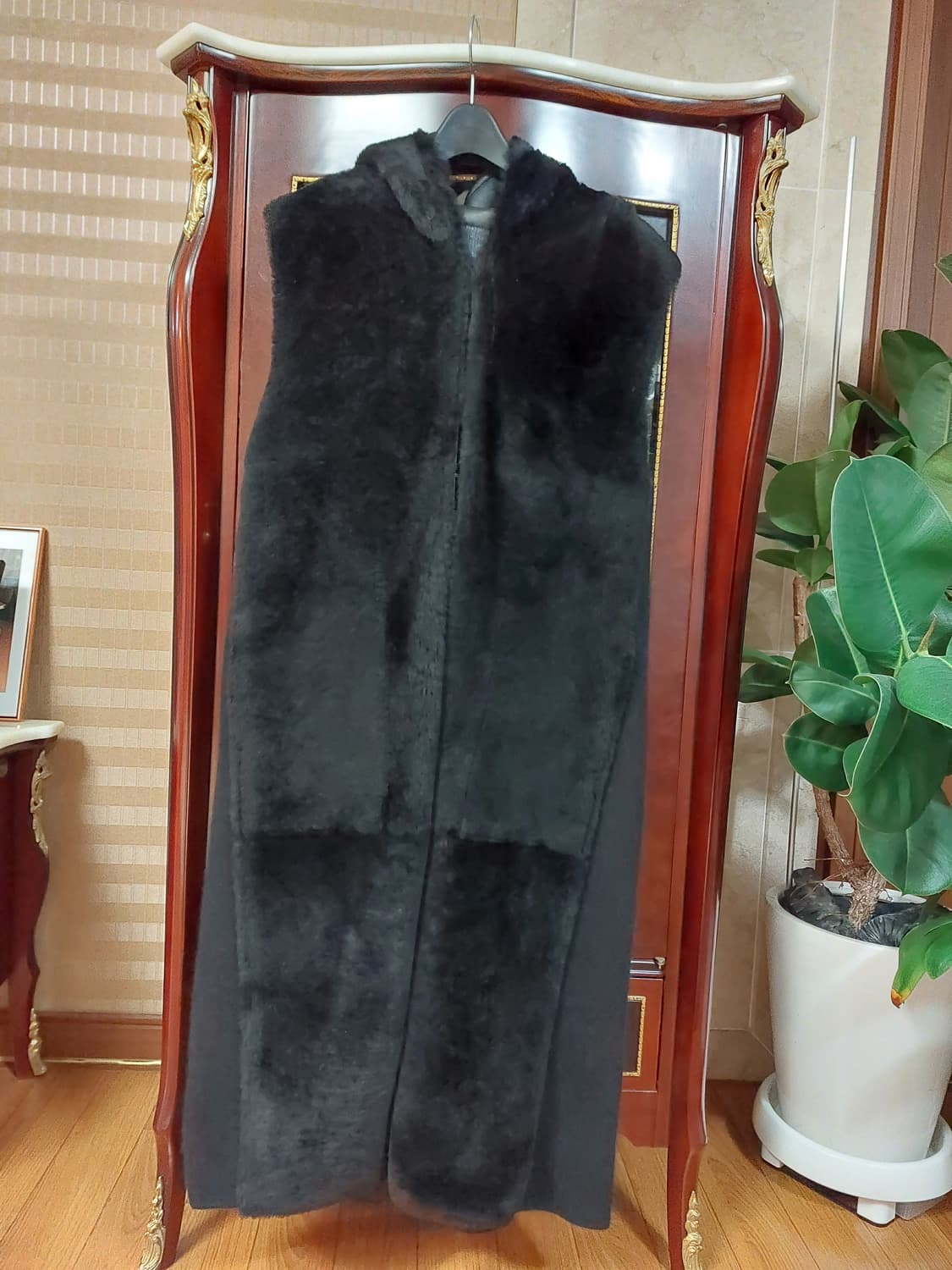 쏘울 터키 리버시블 리얼 램스킨 무스탕 베스트 조끼 블랙 77 새상품 상품이미지2
