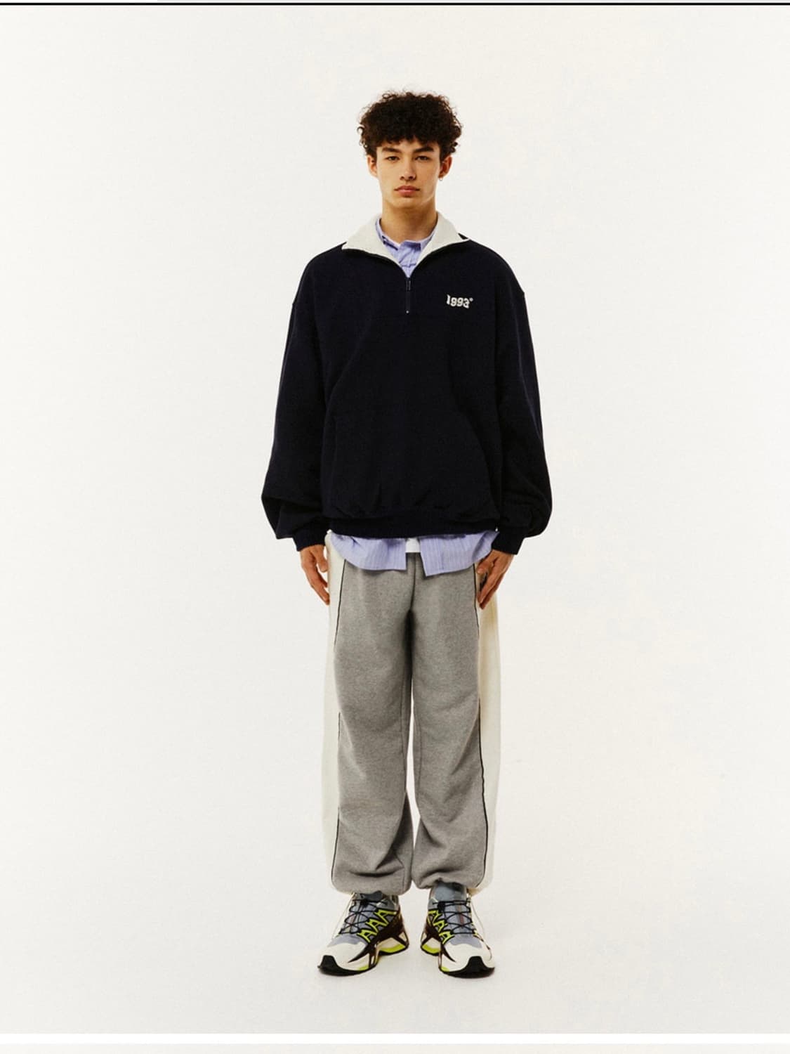 (L) 1993스튜디오 빈티지 반 집업 네이비 상품이미지1