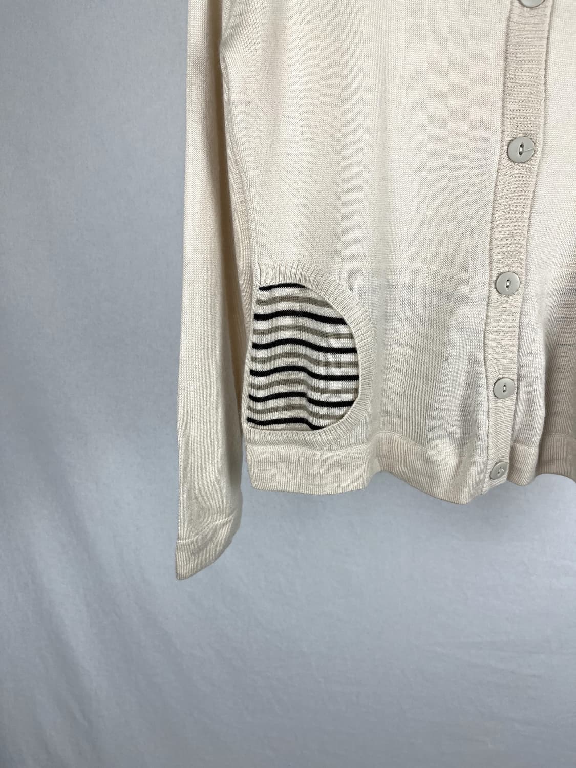 Vintage 스트라이프 포인트 울혼방 니트 가디건 상품이미지3
