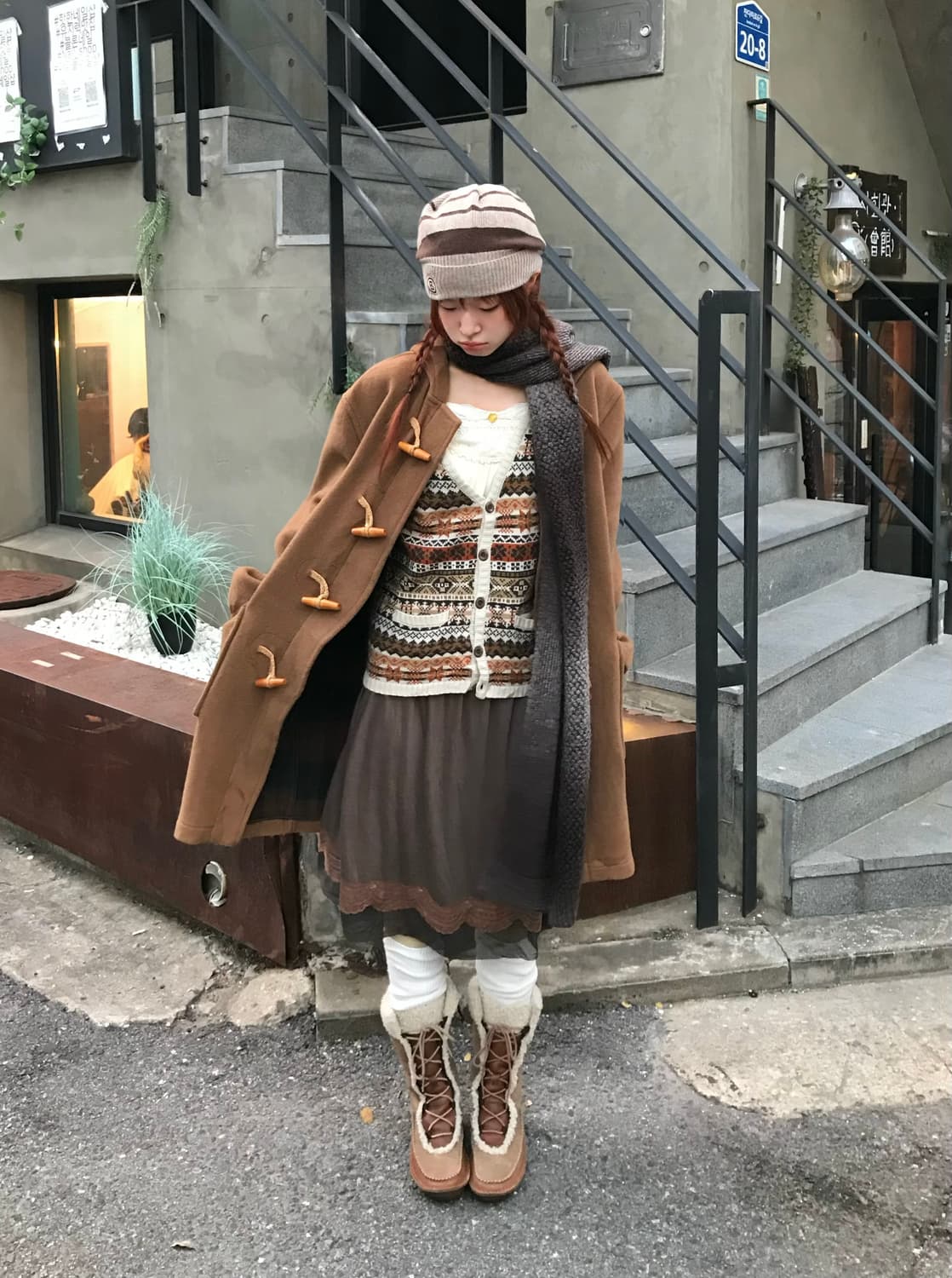 빈티지 카라멜 브라운 모리 노르딕 코디 세트 상품이미지3