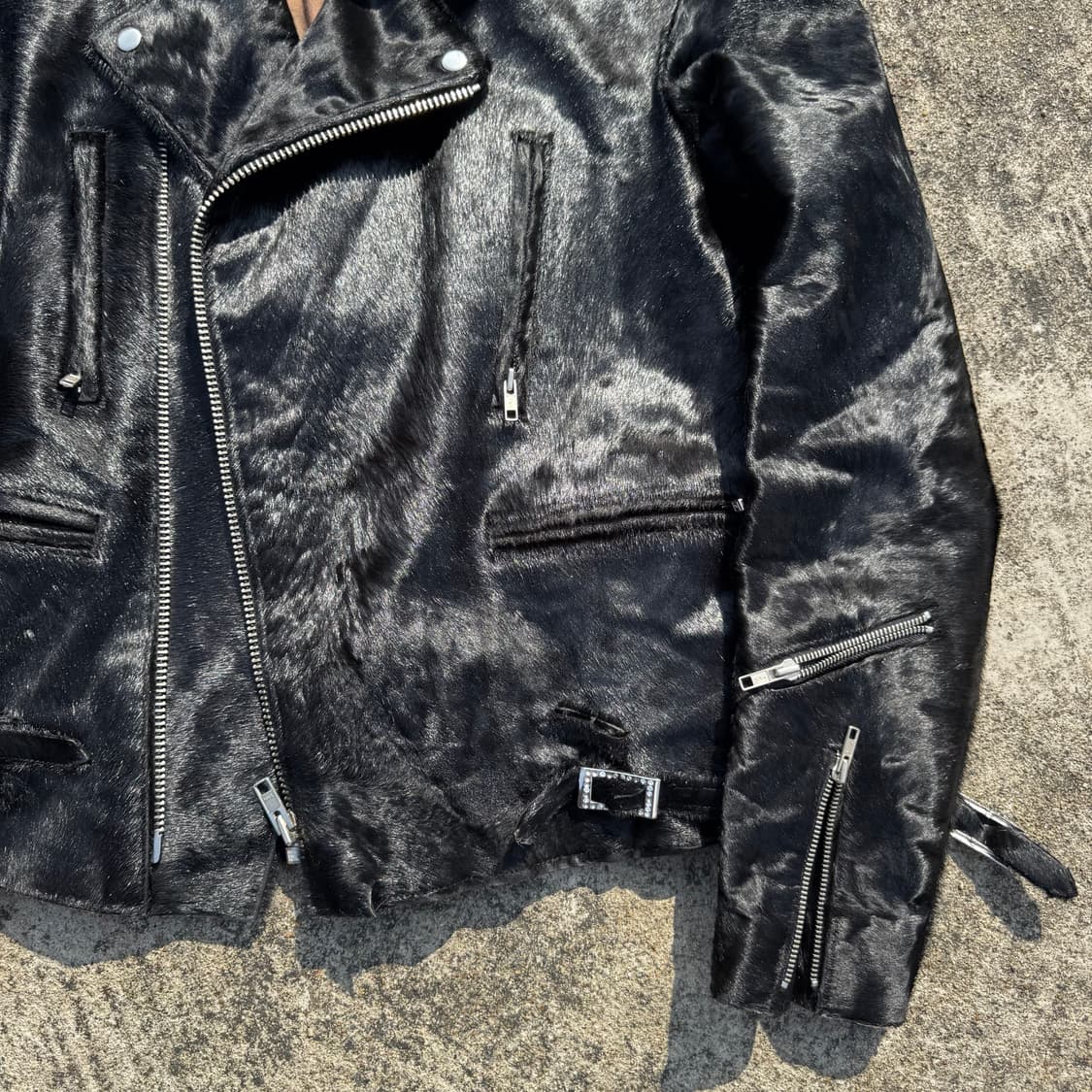 [XL] Unknown Calfskin 송치 가죽 레더 라이더 자켓 상품이미지7