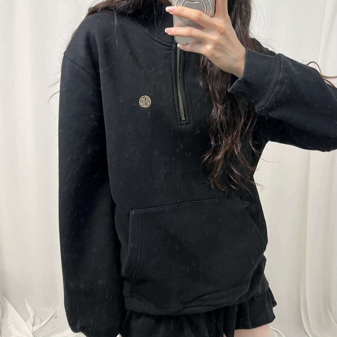 Deus black half-zip sweatshirt 상품이미지3