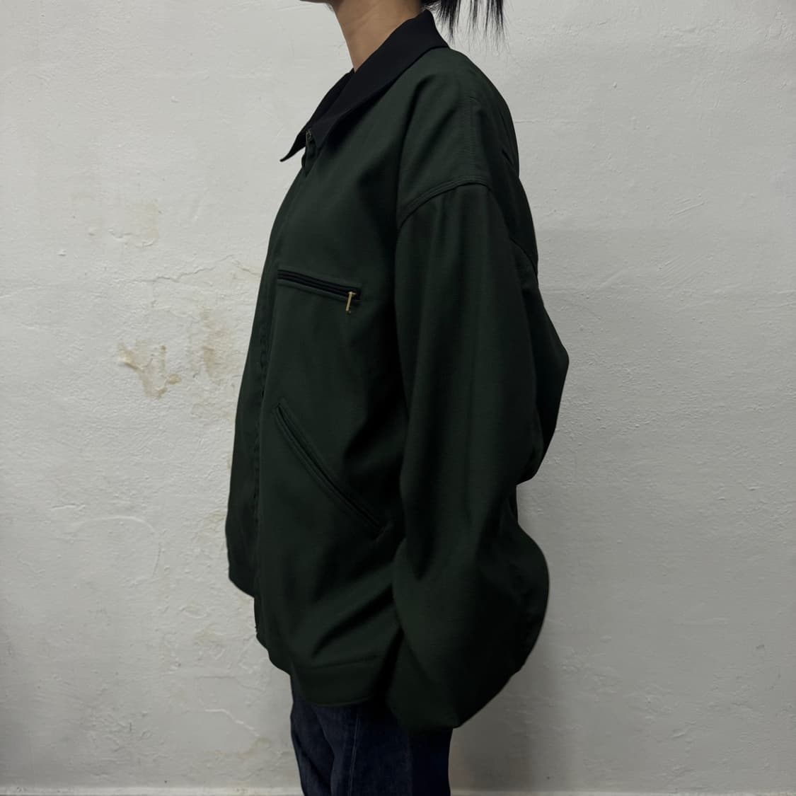 빔즈(BEAMS) 20fw 다크그린 배색 칼라넥 워크 이지 블루종 자켓 상품이미지2