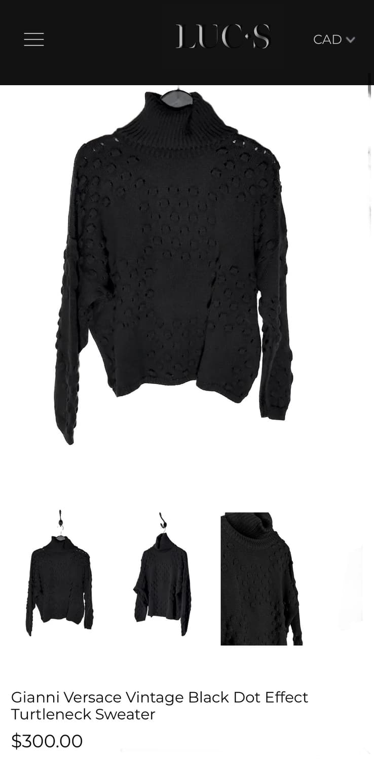 VERSACE(지아니 베르사체) 90'S 아카이브 터틀넥(울)38 사이즈 상품이미지2