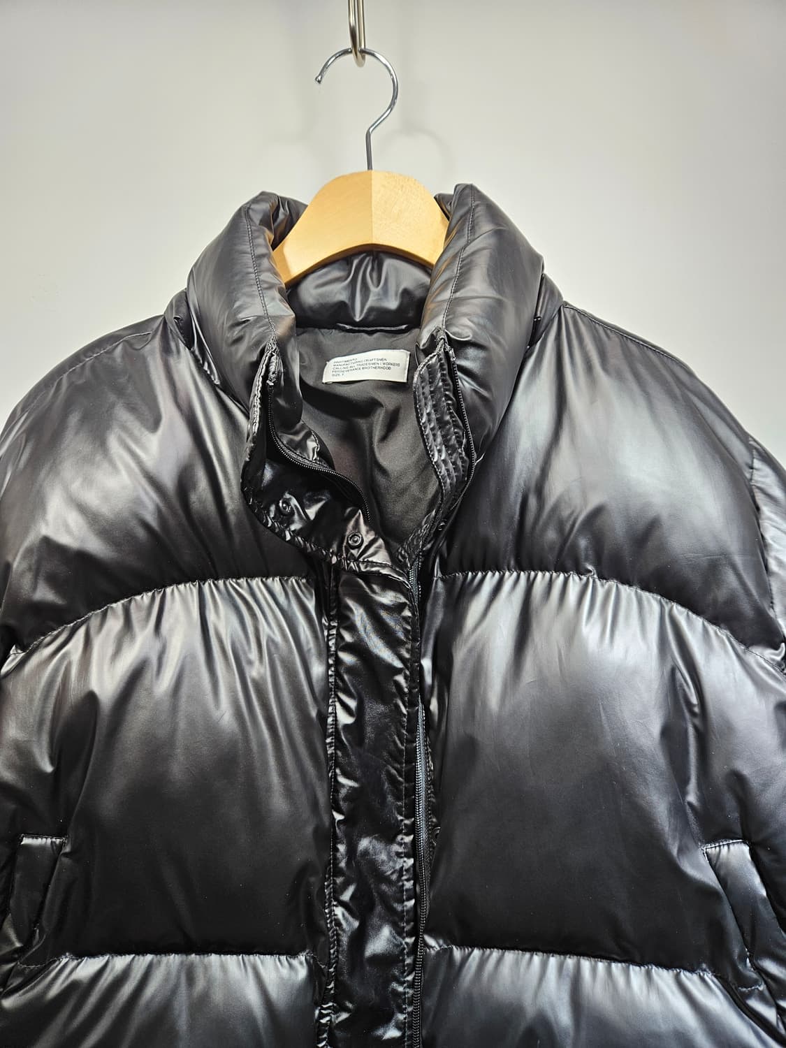 블랙 무광 크롭 숏패딩 Free (모자 없음) 상품이미지4