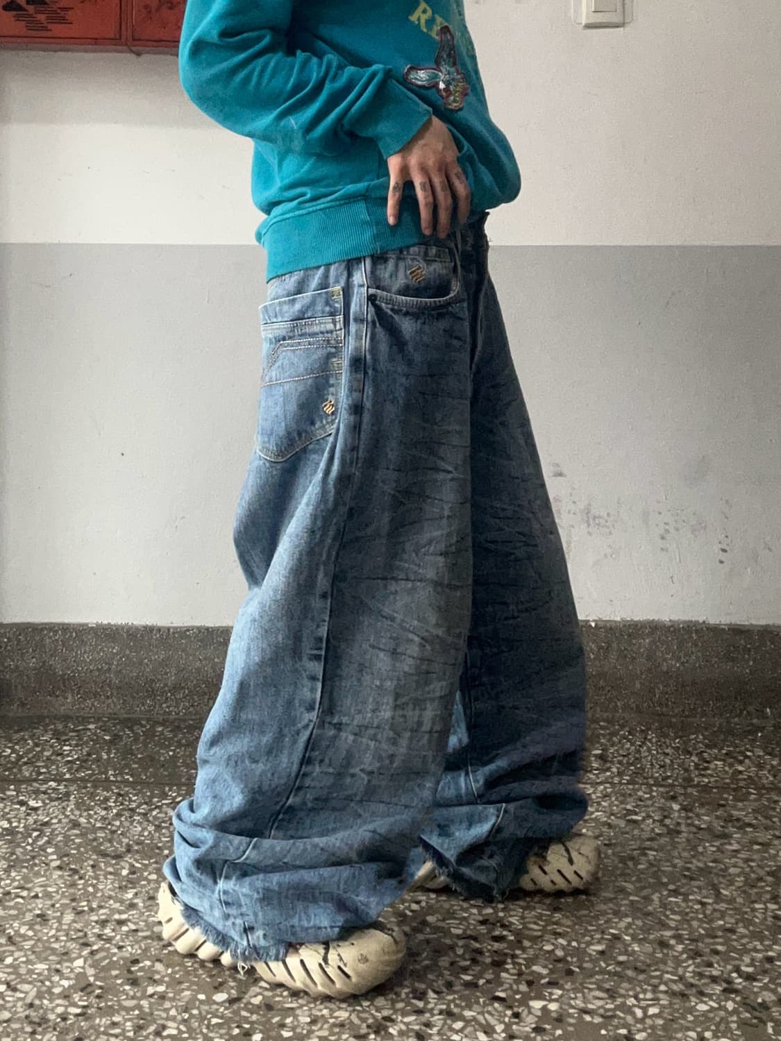 90s ROCA WEAR 에이징 워싱 데님 와이드팬츠 상품이미지3