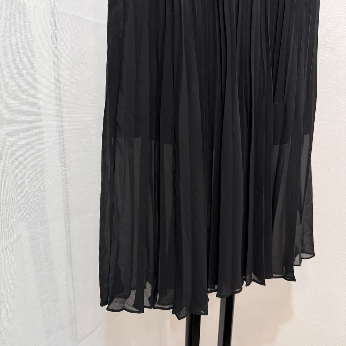 LIST 쉬폰 블랙 플리츠 주름 미디스커트 치마 4462 상품이미지2