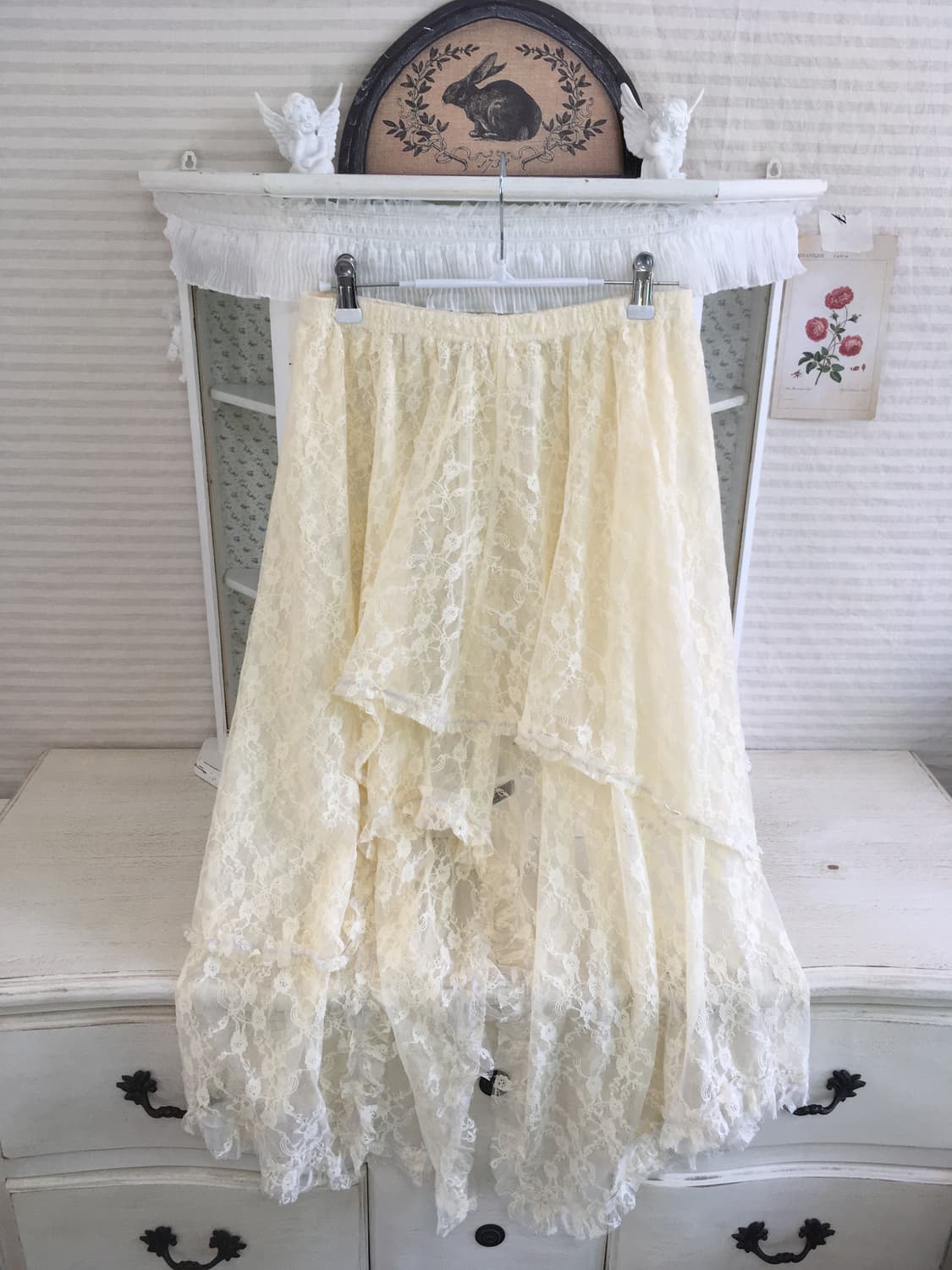 jpn vintage ivory lace layered skirt 상품이미지8