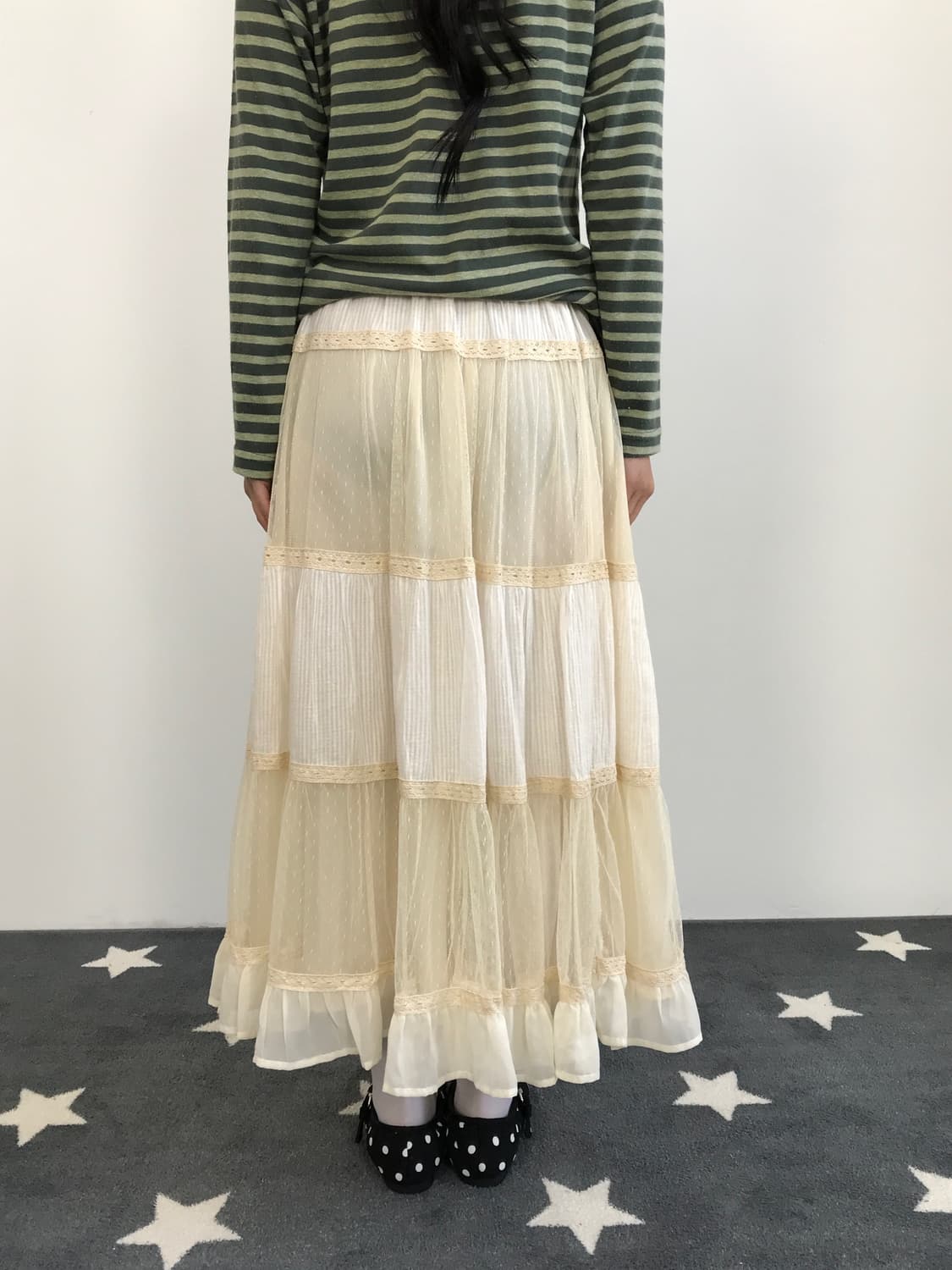 Jpn Tiered Lace & Tulle Maxi Skirt  상품이미지2