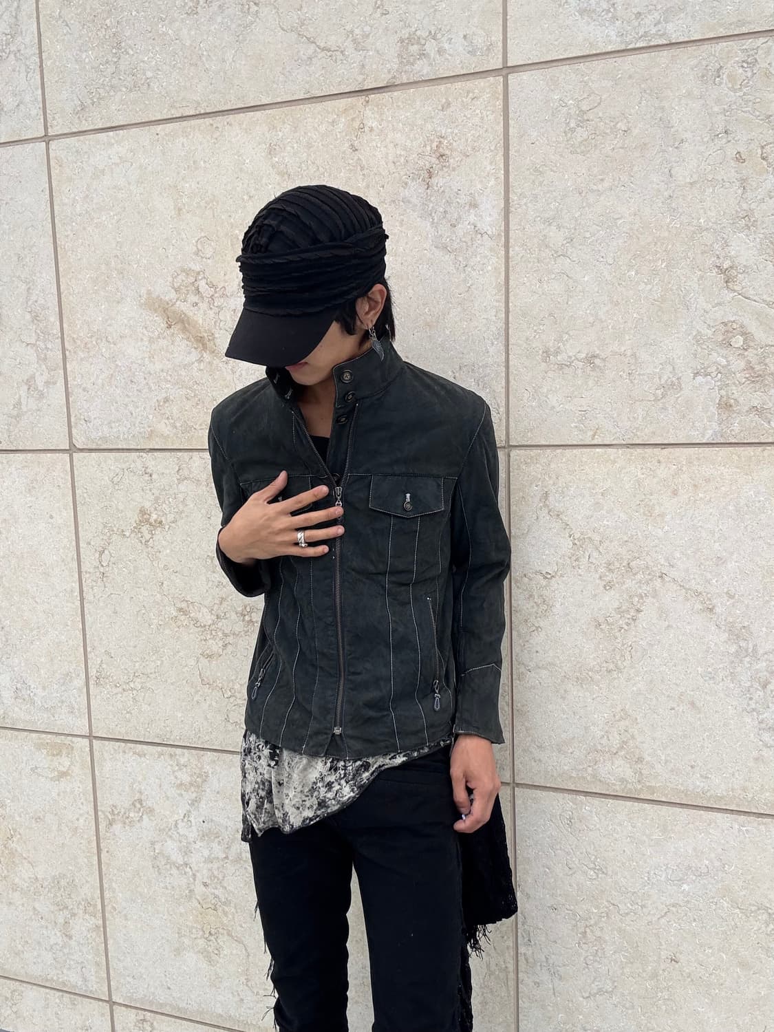 “Male&co” Grunge Charcoal Washed Jacket 상품이미지1