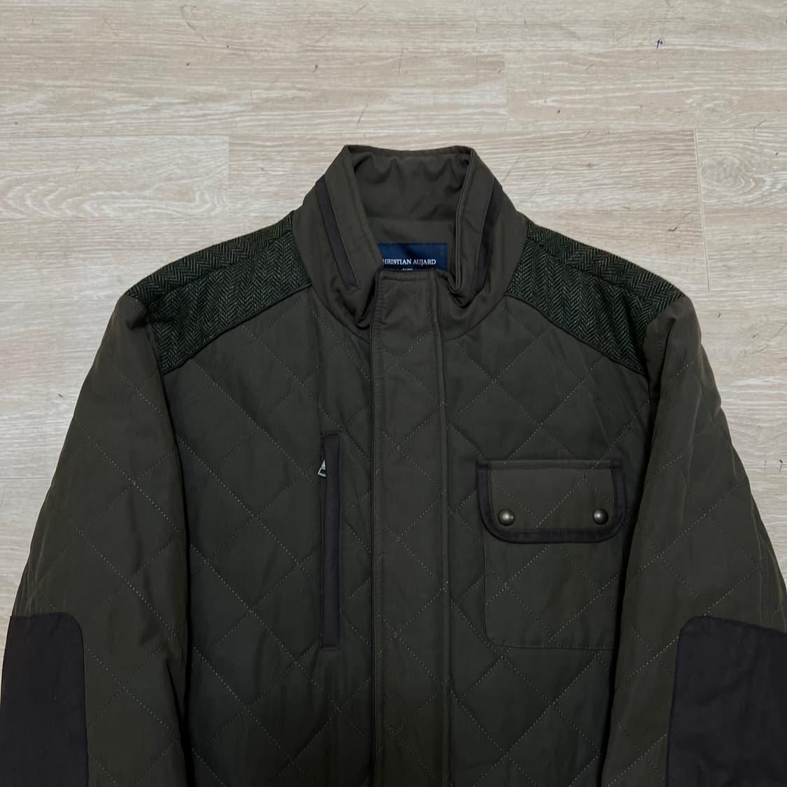 크리스찬 오자르 헤링본 배색 스탠드넥 큉팅자켓 [카키] XL/105 상품이미지2