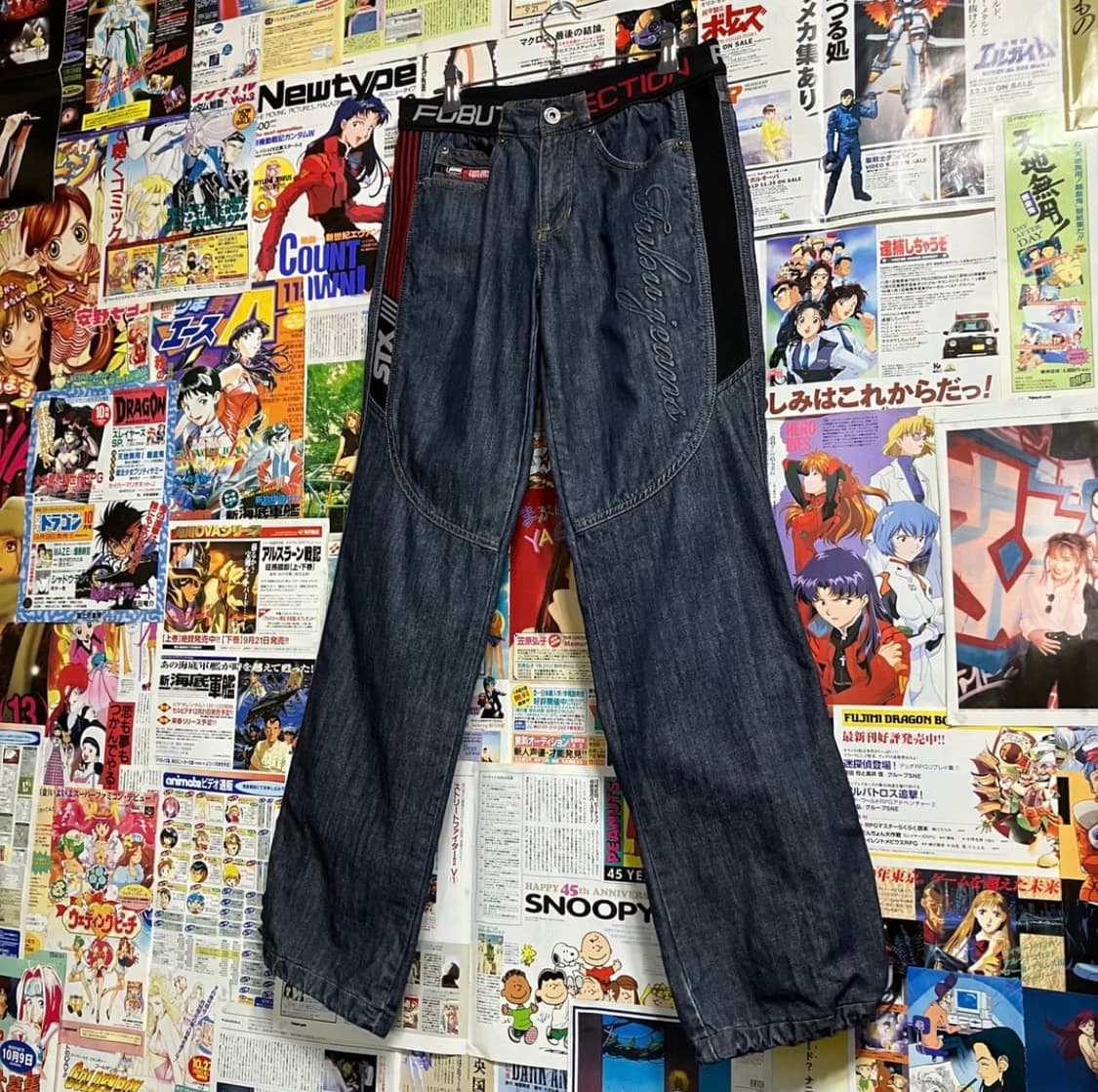 90‘s 올드스쿨 후부 Fubu 밴딩 데님 부츠컷 팬츠 y2k 갸루템 상품이미지3