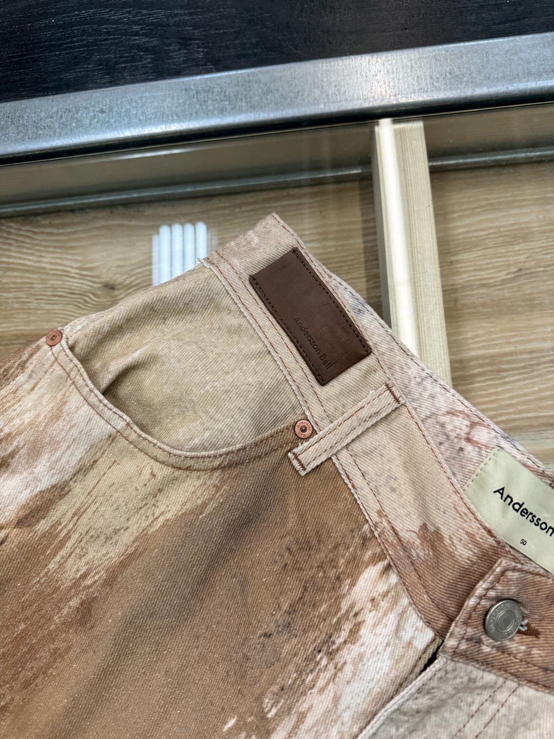 앤더슨벨 타우니 베이지 프린티드 데님 팬츠 상품이미지5