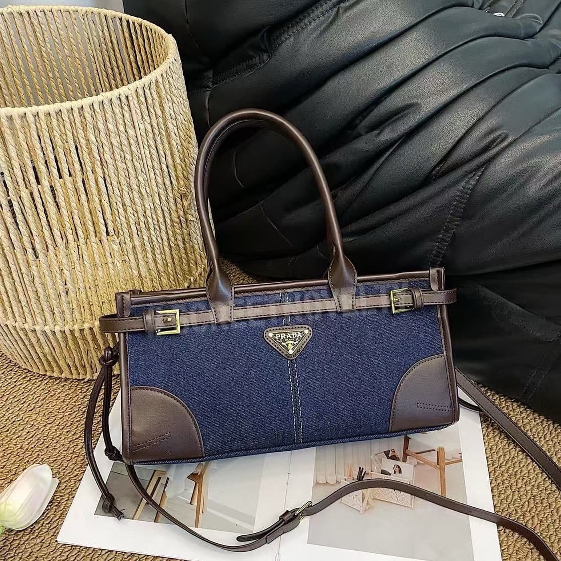 신상 프라다 보니 미니 데님백 크로스 숄더백 미듐 상품이미지5