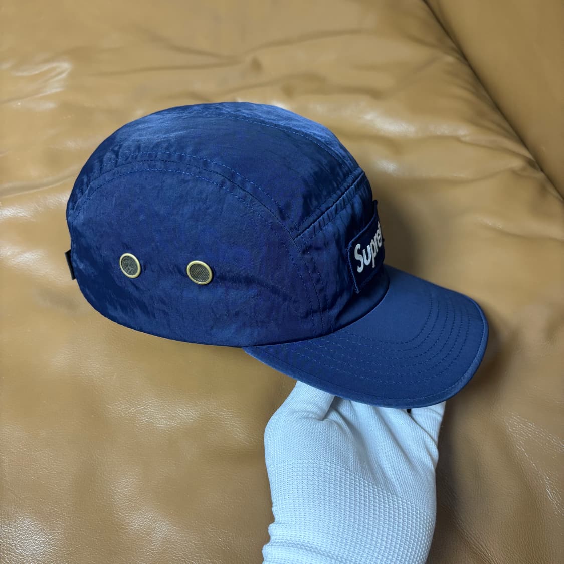 슈프림 캠프캡 모자 박스로고 워시드 나일론 네이비 상품이미지3