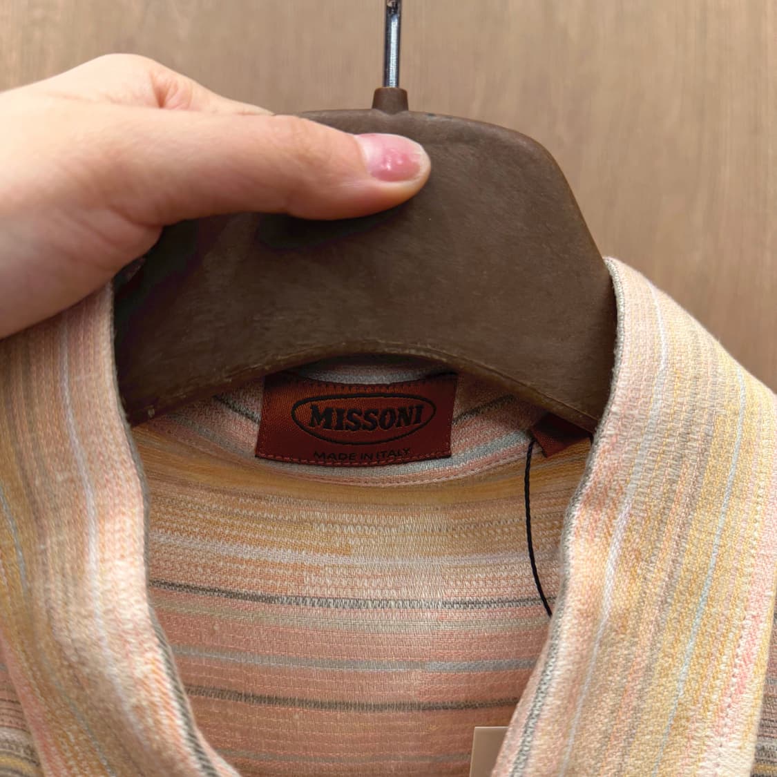 미쏘니 반팔 셔츠 스트라이프 패턴 사이드 싱글 포켓 레귤러핏 핑크 상품이미지6