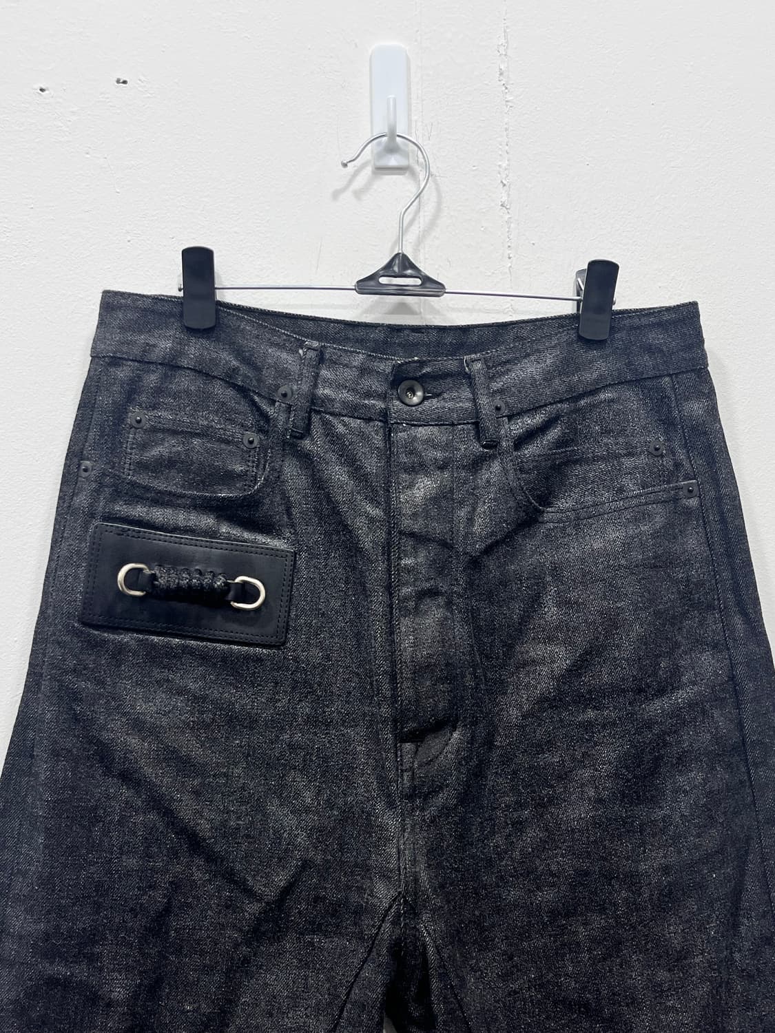 릭오웬스 블랙 데님 코팅 크롭진 17시즌  30인치 상품이미지2