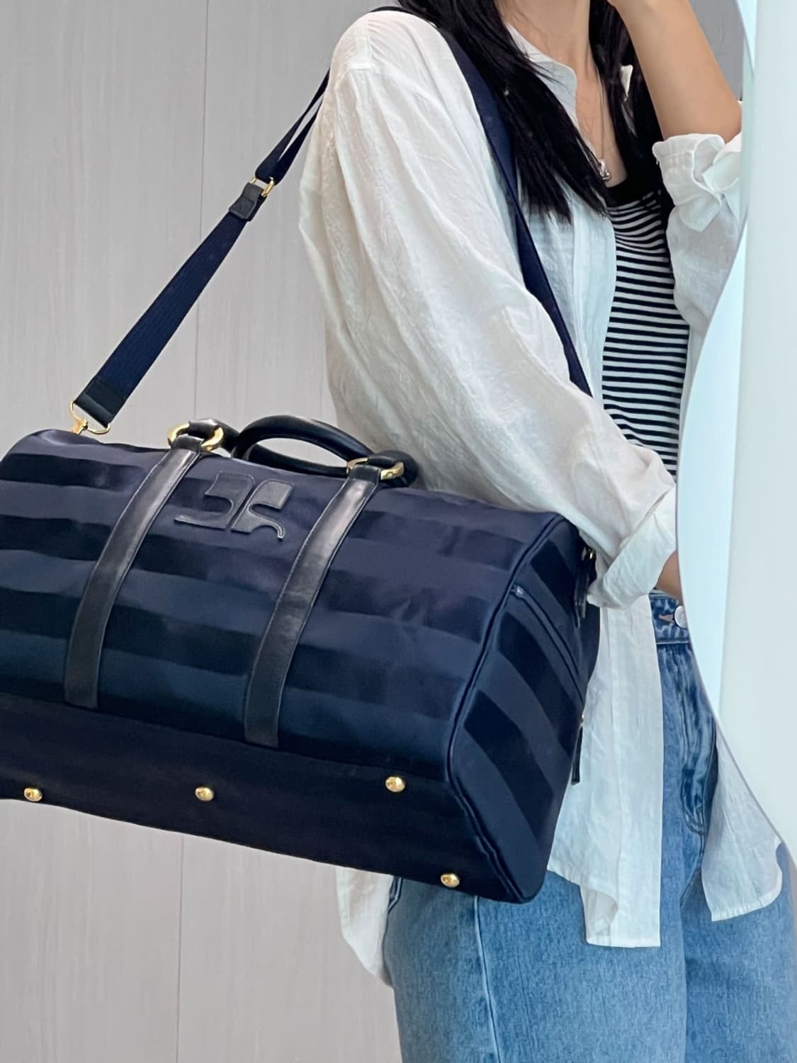 courreges / 꾸레쥬 네이비 스트라이프 보스턴백  상품이미지9