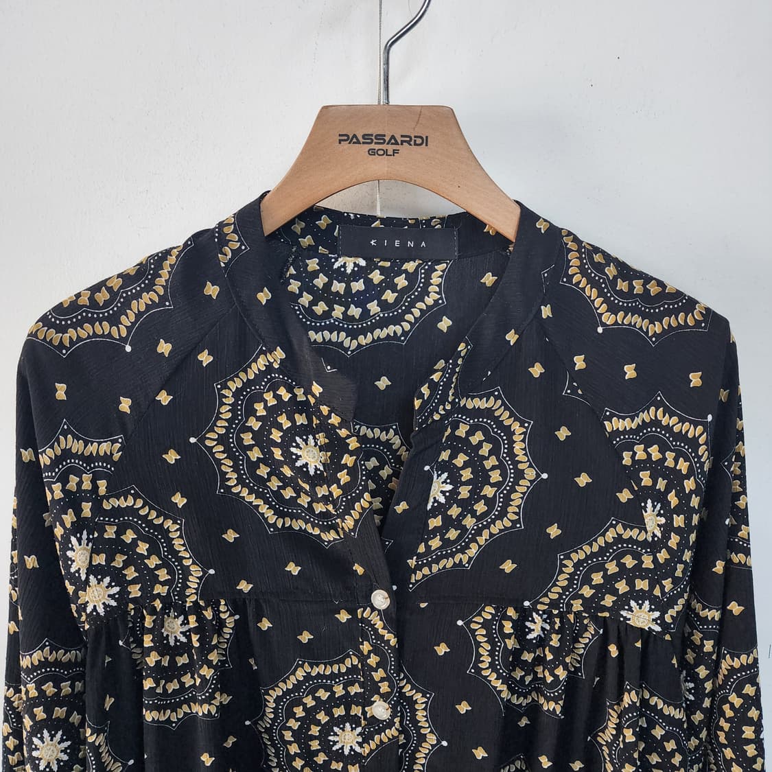 KIENA 키에나 블랙 패턴 롱 원피스 상품이미지2