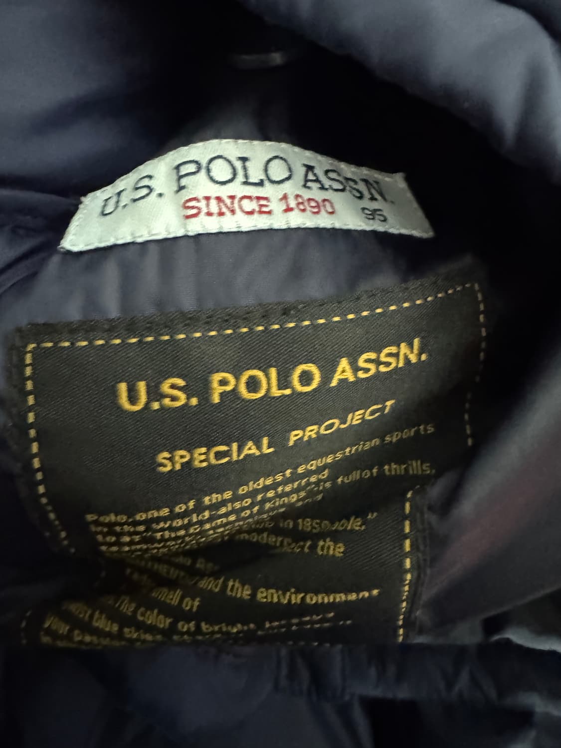 희귀!! US 폴로 구스다운 경량 패딩 자켓 M 네이비 상품이미지3