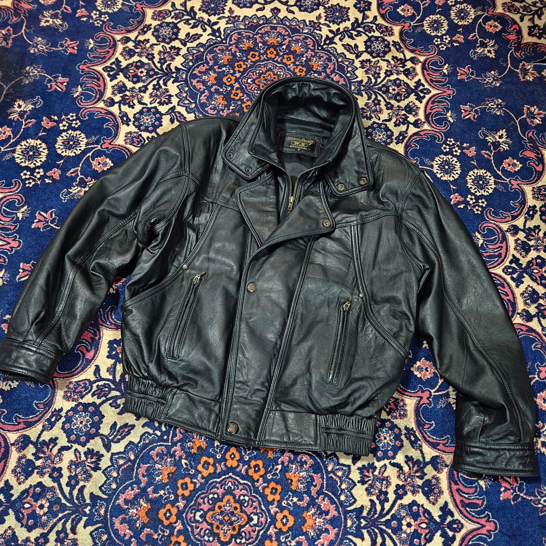 Vintage 램스킨 더블 카라넥 가죽 라이더자켓 M size 상품이미지1