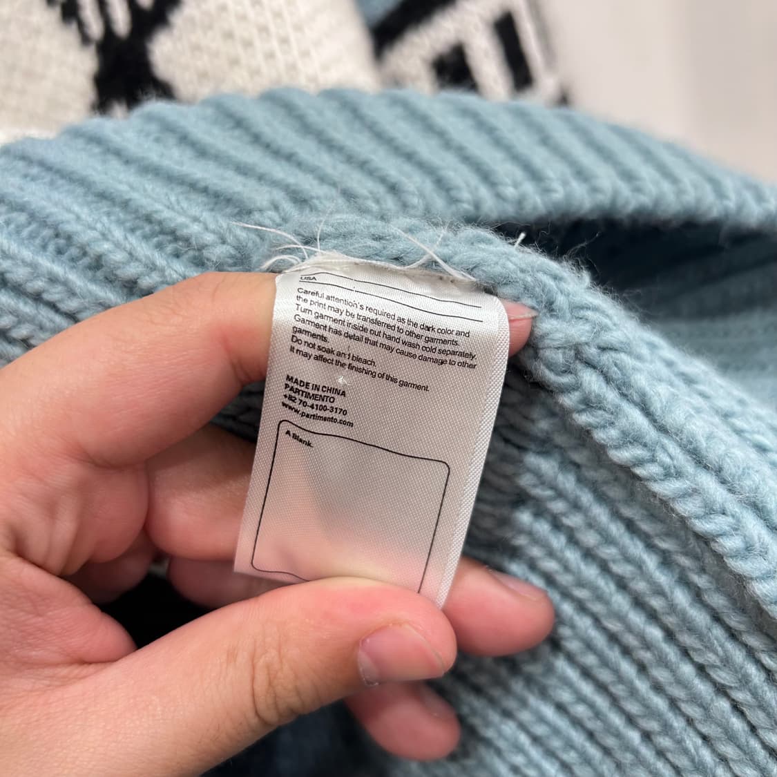 파르티멘토 헤비코튼 노르딕패턴 코위찬 니트집업 상품이미지4