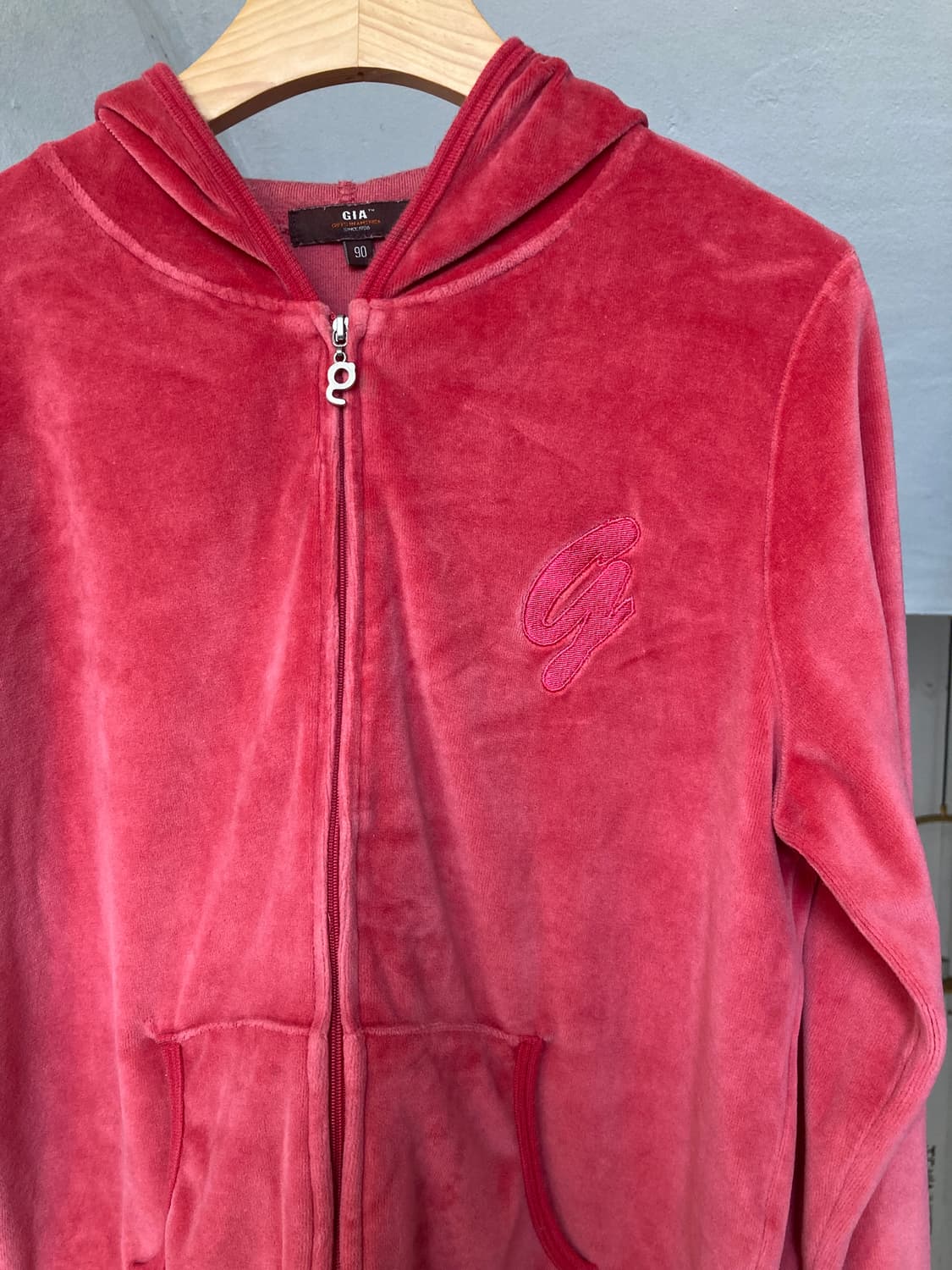 y2k 빈티지 벨벳 후드집업 상품이미지2