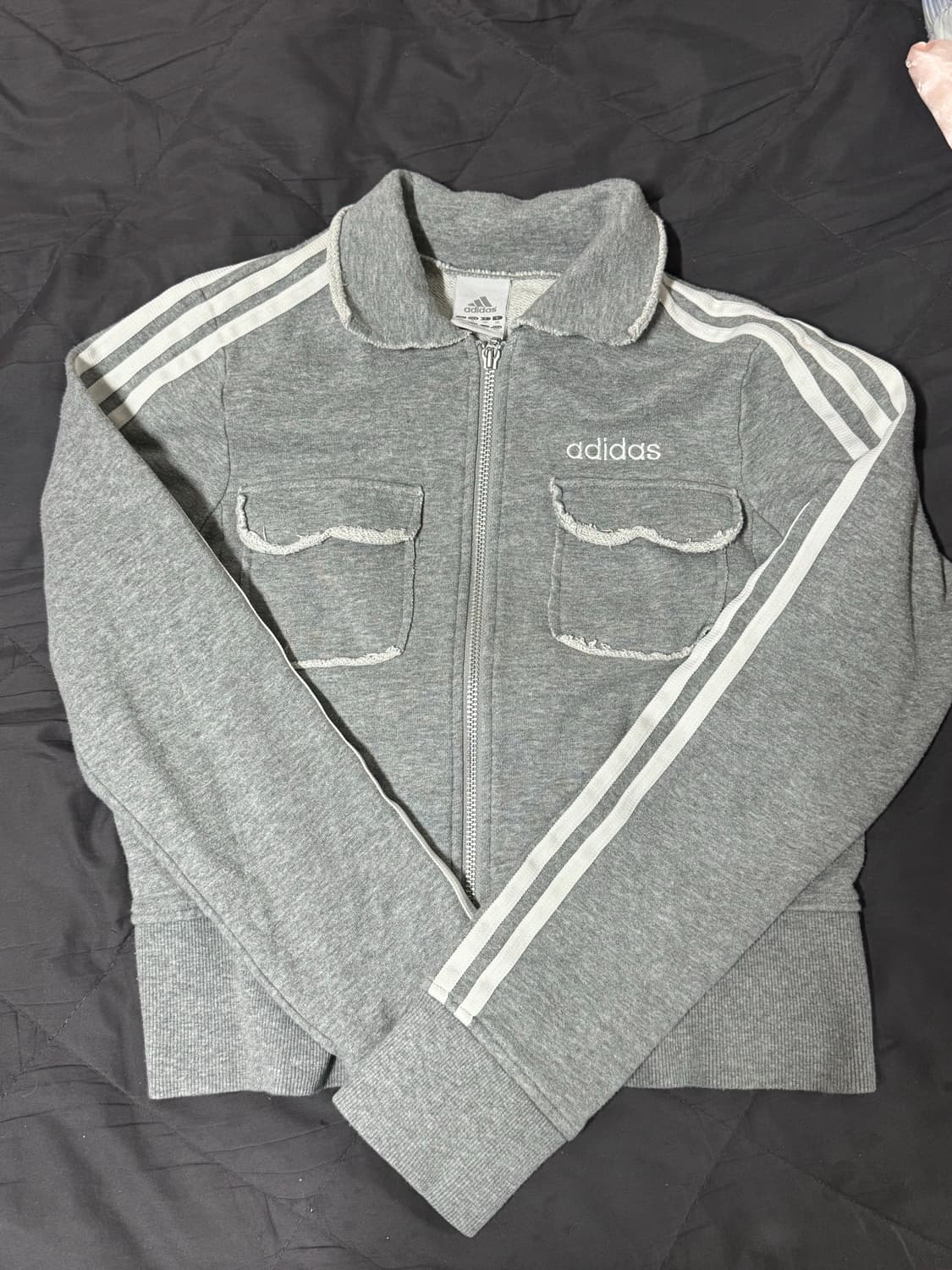 아디 희귀 빈티지 그레이 면집업 y2k 상품이미지1