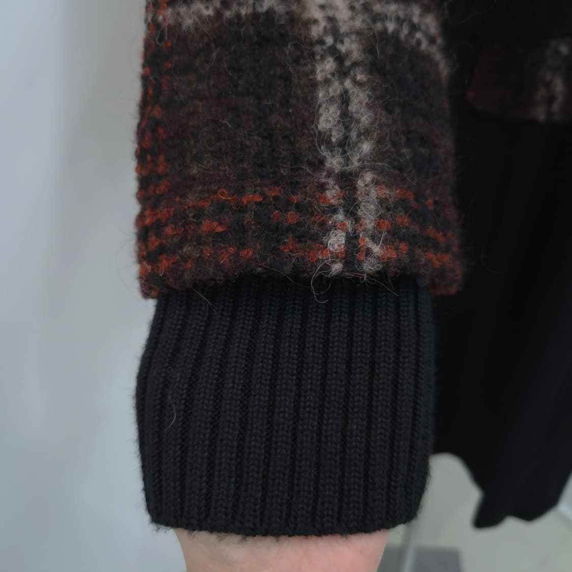 울 체크 니트 하이넥 원피스 코트 상품이미지4