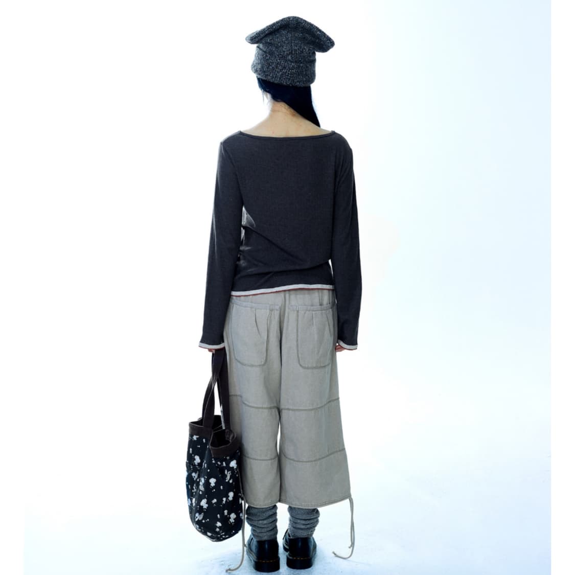 코이세이오 아일렛 레이스 롱슬리브 애쉬브라운 긴팔 티셔츠 상품이미지5