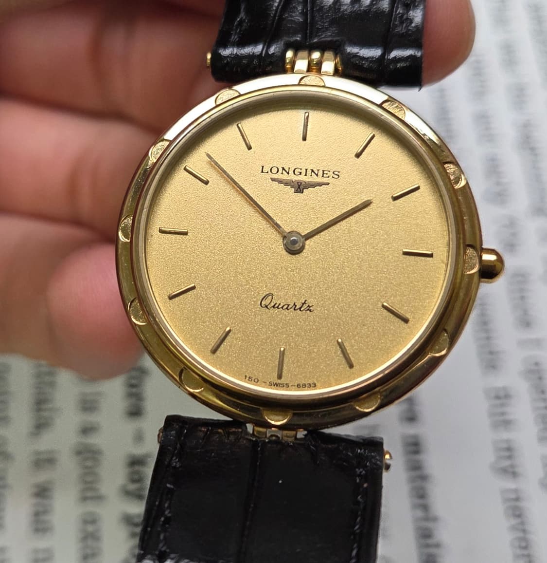 레어] 빈티지 론진 방돔형 금바리판 플라워베젤 올금장 슬림쿼츠 상품이미지9