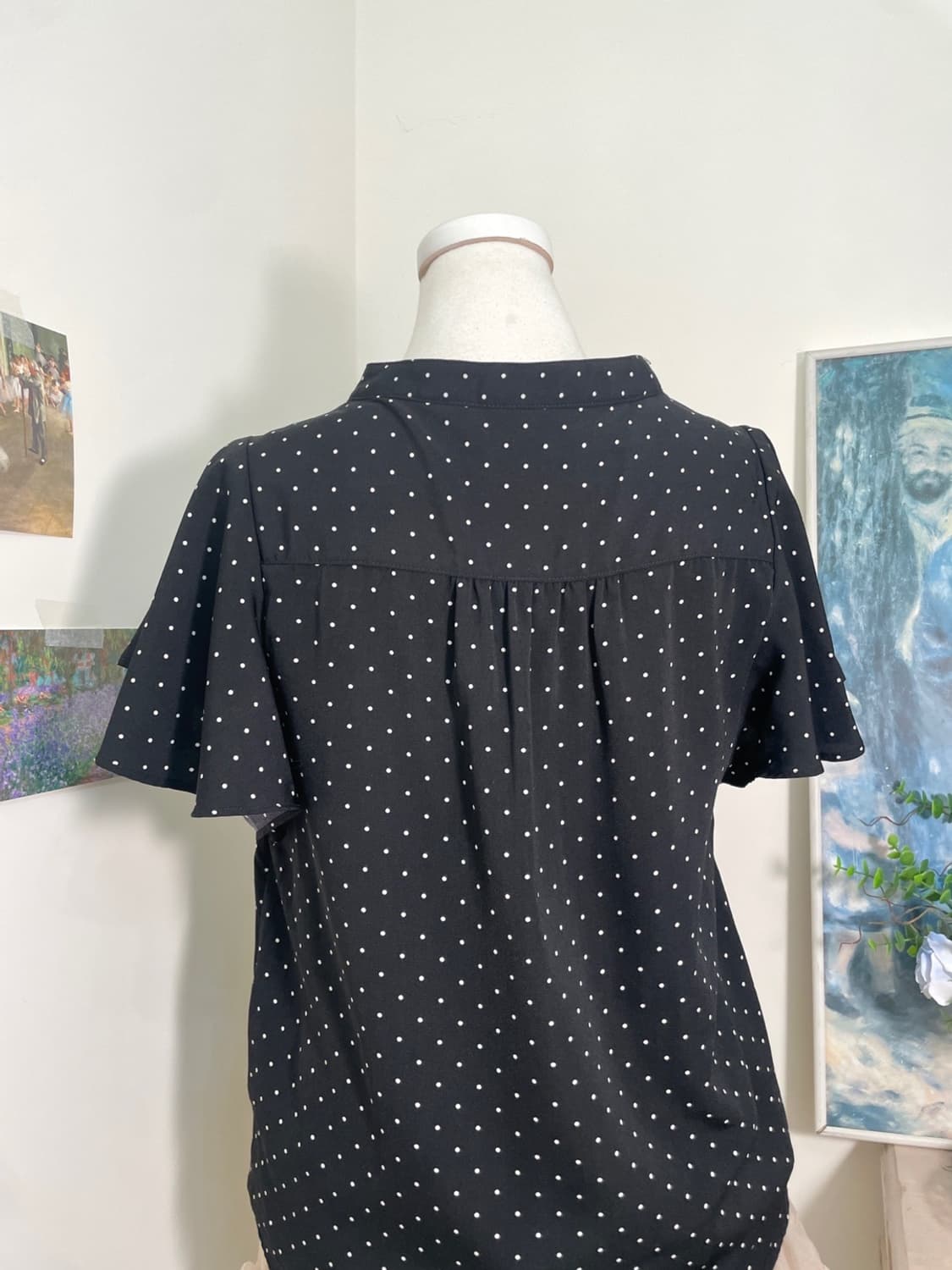black dot shirring summer blouse(size-M) 상품이미지4