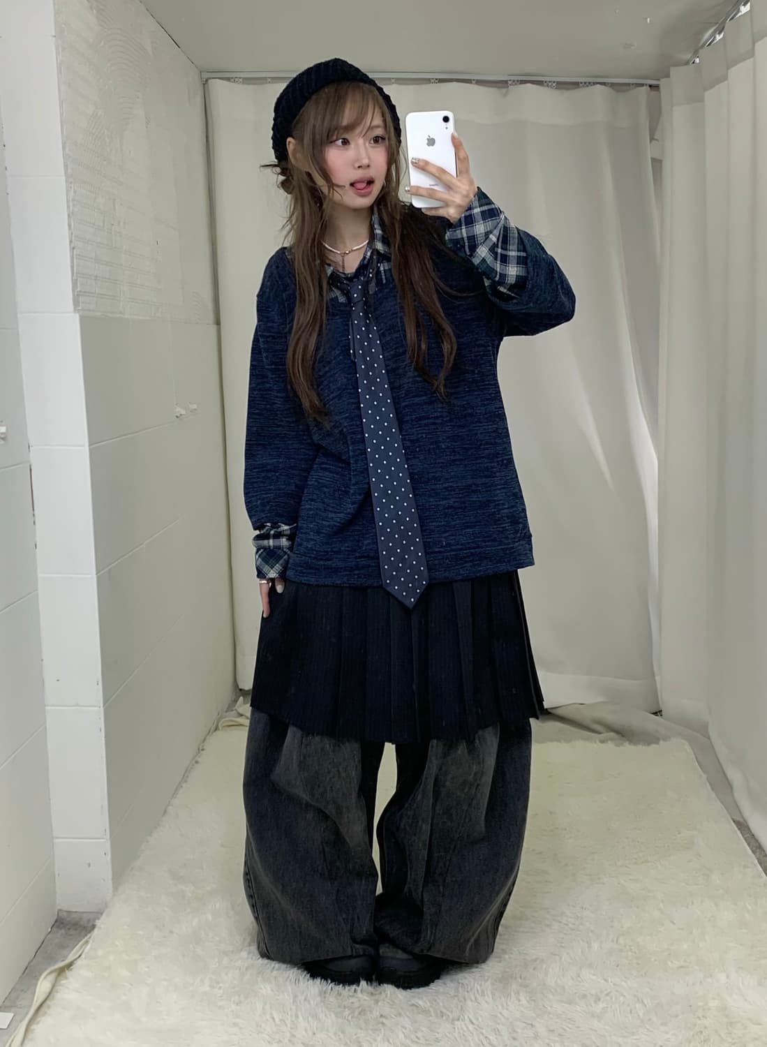 네이비 너드모리 니혼진 러힙 벌룬팬츠 코디세트 상품이미지2