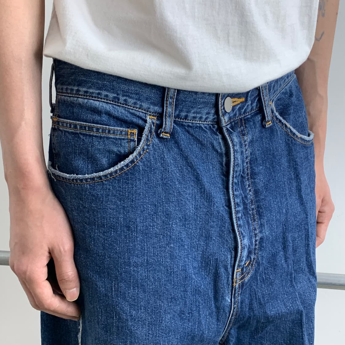 지에다 루즈핏 와이드 데님 팬츠 상품이미지2