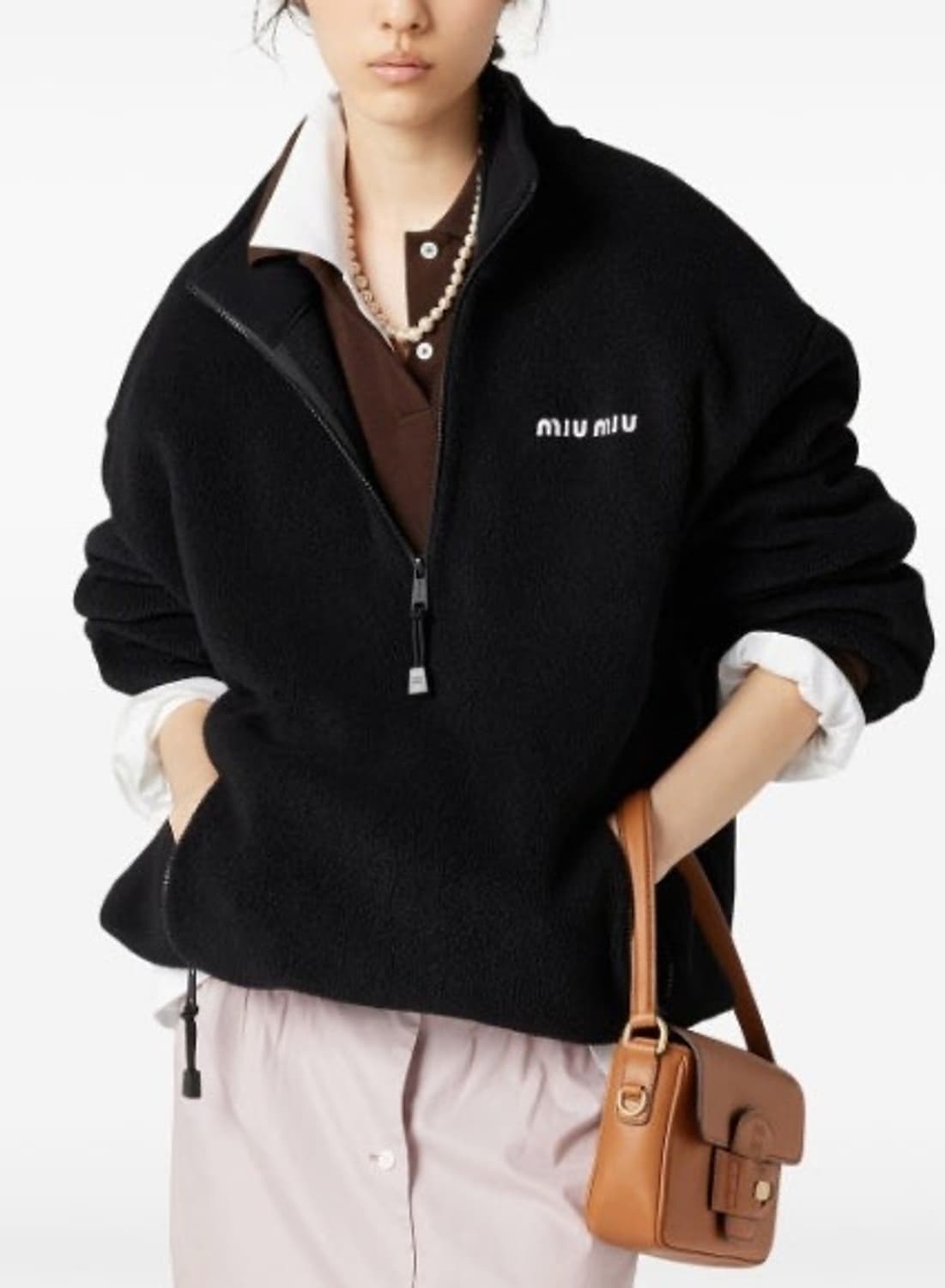 Miumiu 미우미우 하프 플리스 집업 네이비 S (정품) 상품이미지4