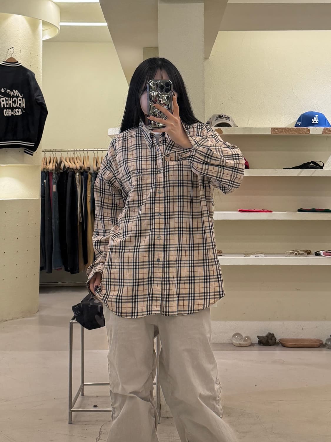 버버리 베이지 체크 패턴 노바 셔츠 U1716 상품이미지1