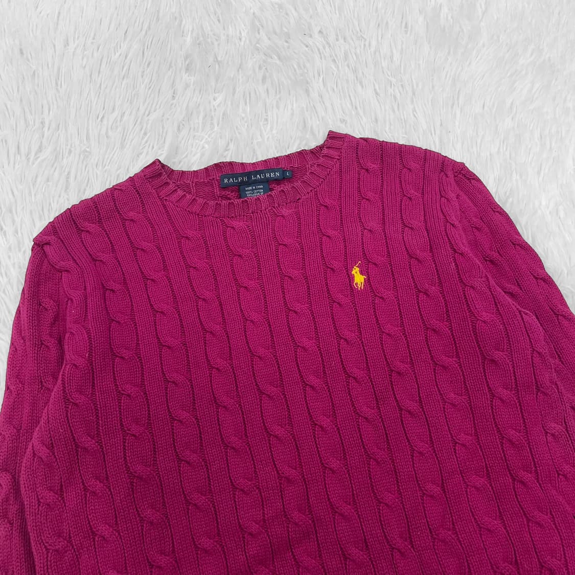 폴로 랄프로렌 포니 로고 케이블 니트 마젠타 상품이미지3