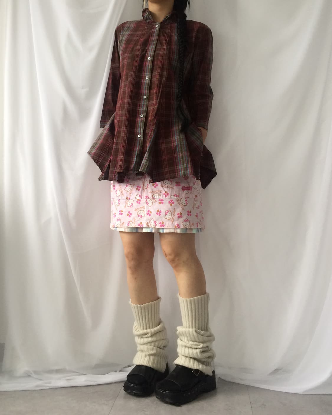 Check pattern high neck jacket 상품이미지1