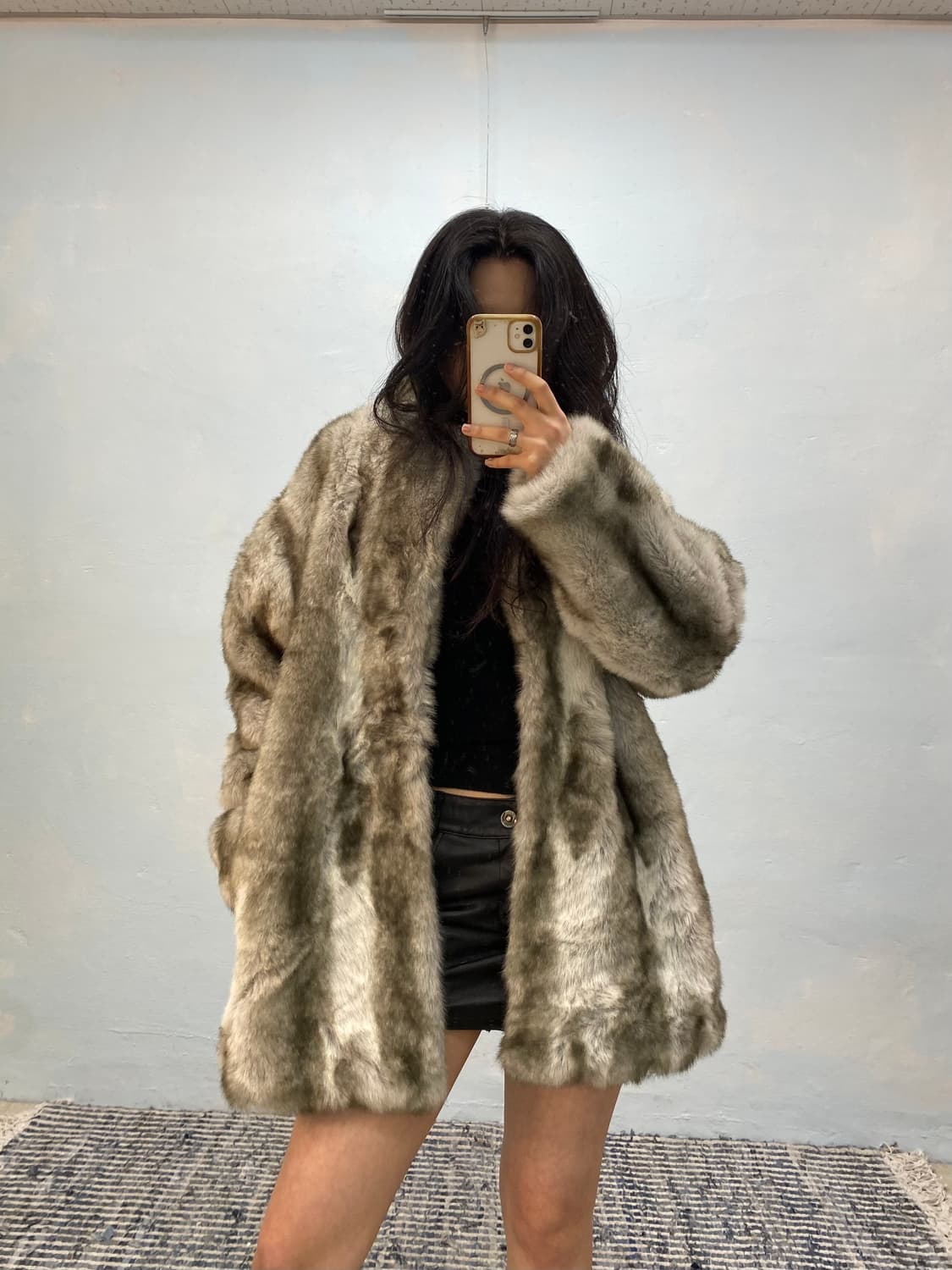 [8621]Gray gradient fur coat# 상품이미지5