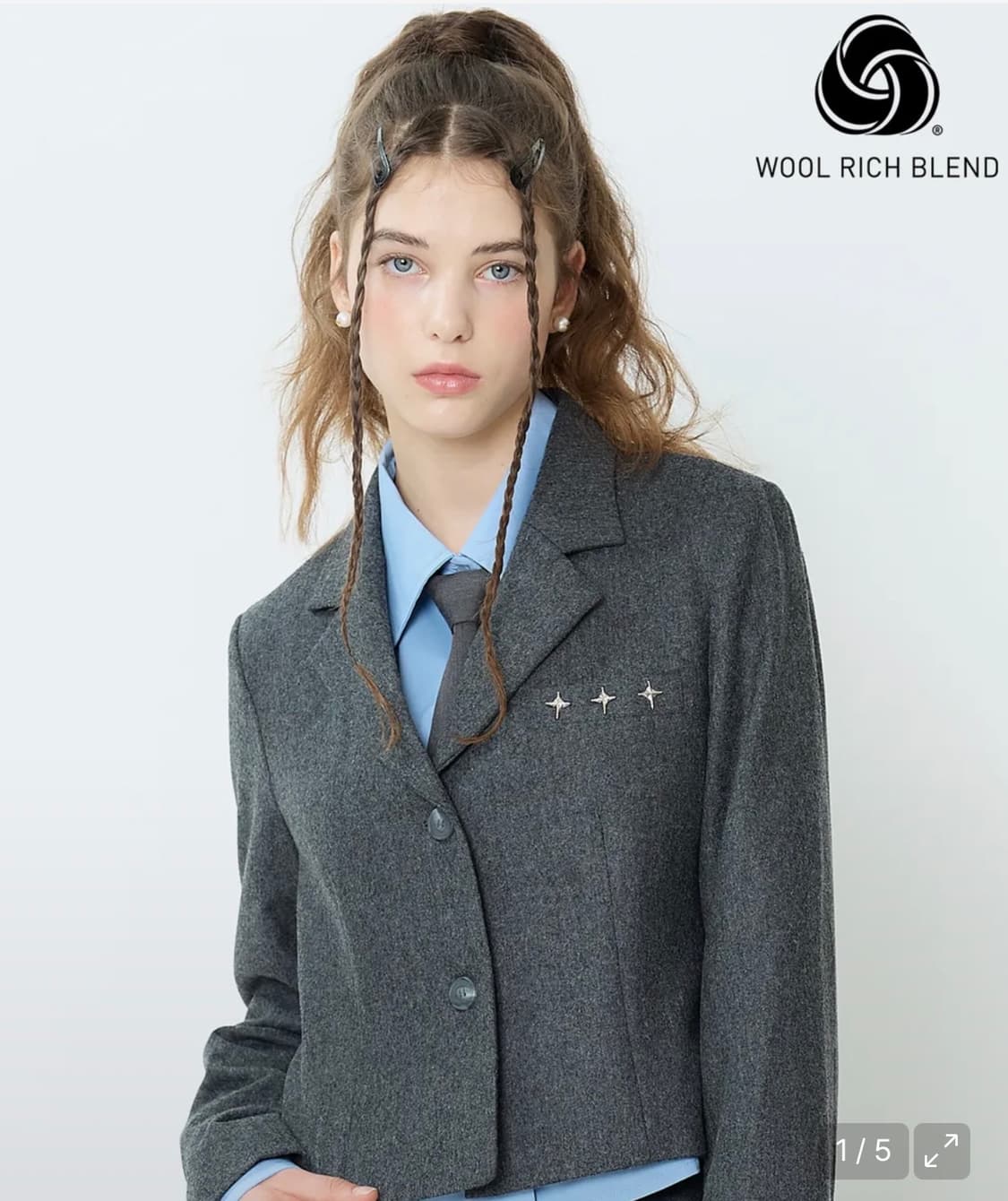 러브이즈트루 WO RIVET CROP BLAZER(CHARCOAL) 상품이미지1
