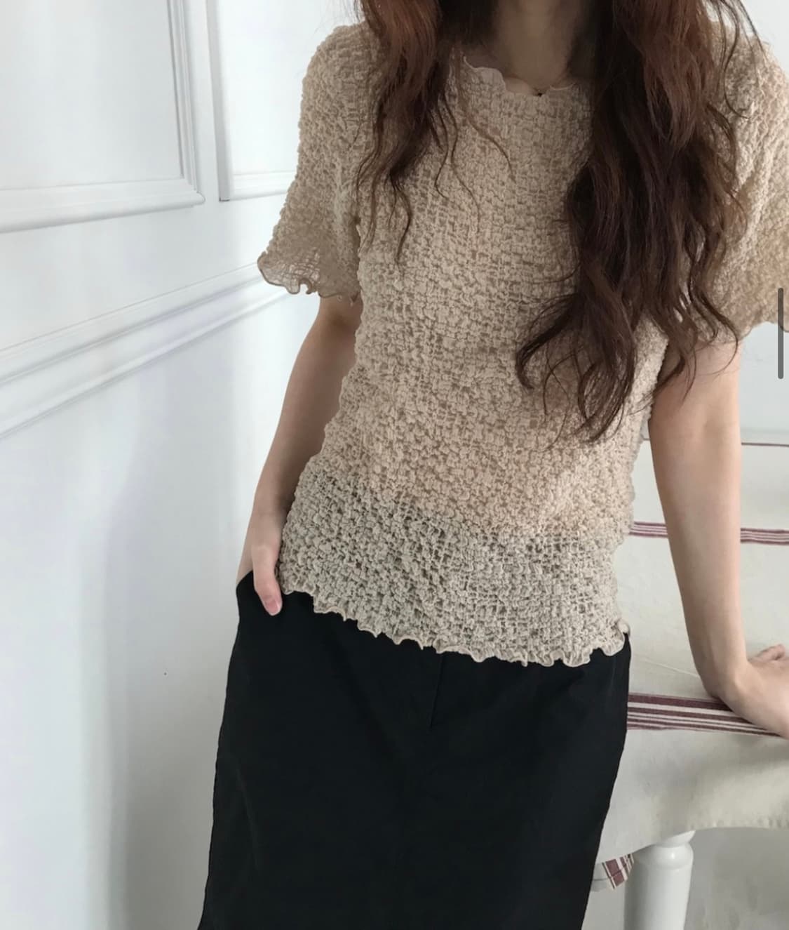 넥도 버블 블라우스 상품이미지2
