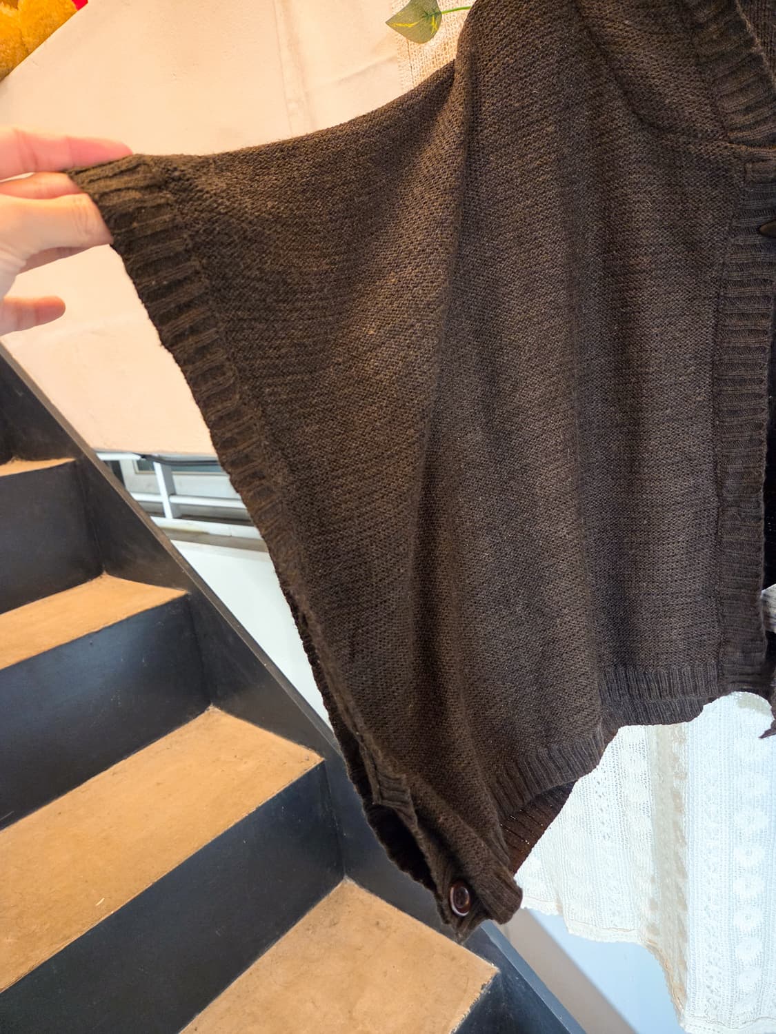 코코아 후드 케이프 가디건 상품이미지4