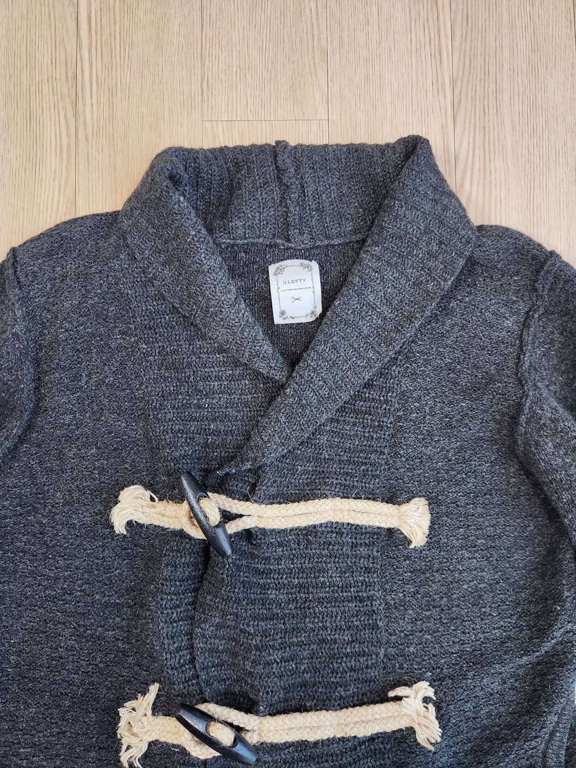 LEFTY 차콜 그레이 울 더플 카디건 상품이미지3