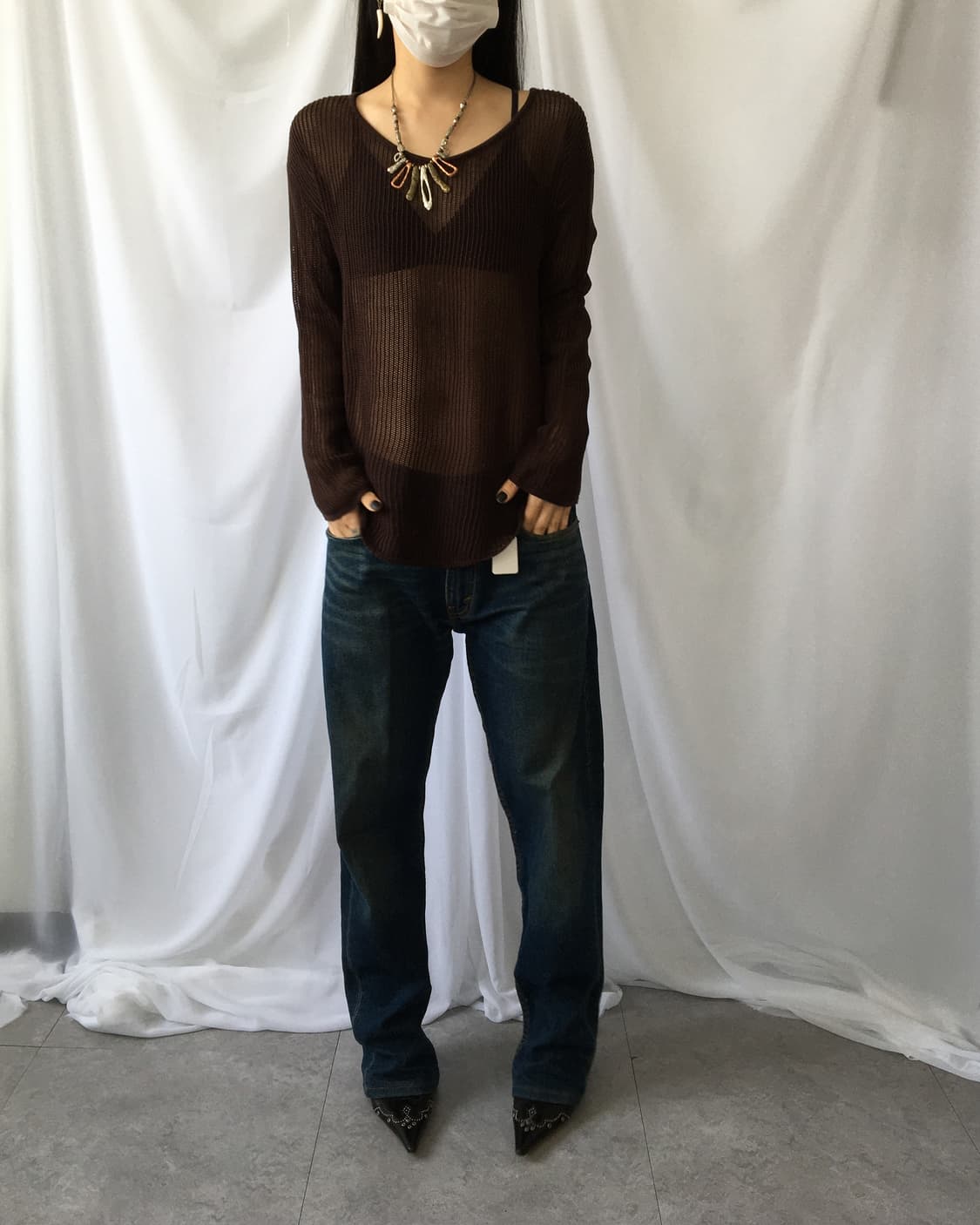 Brown punching knit 상품이미지6