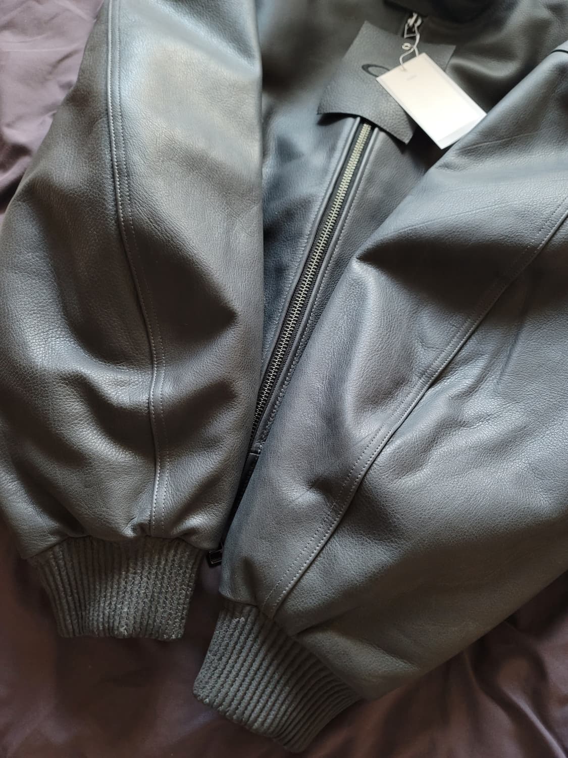 [1]GLESS 글레스 레더 헤링턴 자켓 블랙 상품이미지5