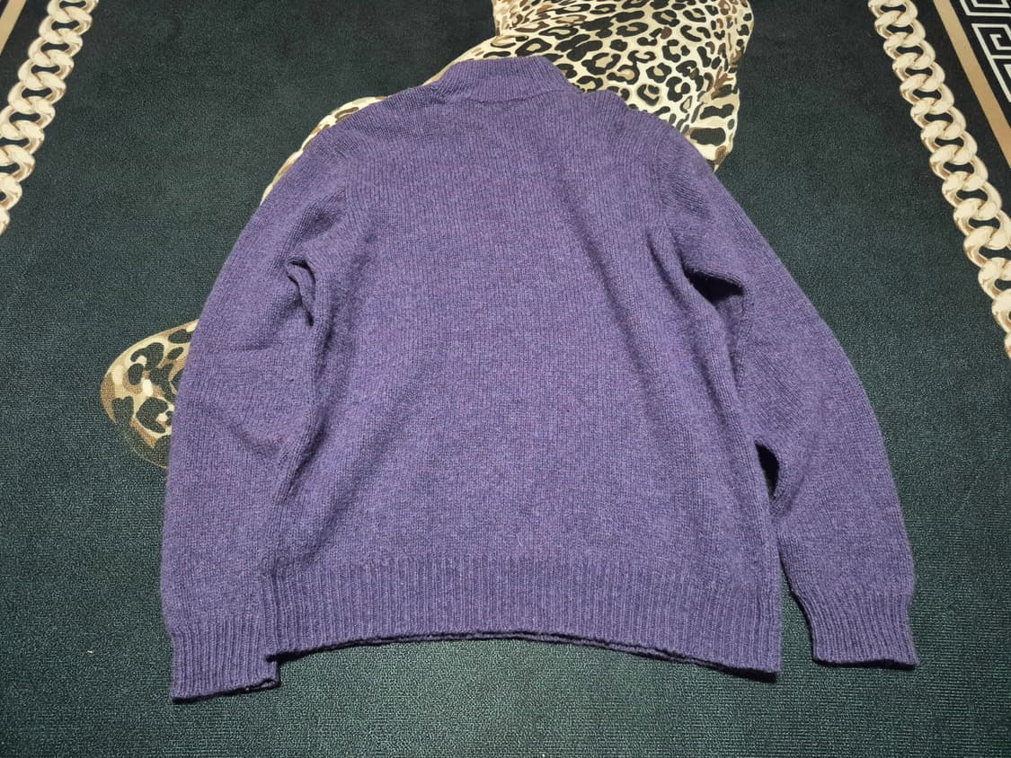 90's 폴로 랄프로렌 메리노 울 앙고라 쿼터 집 니트 L 퍼플 상품이미지4