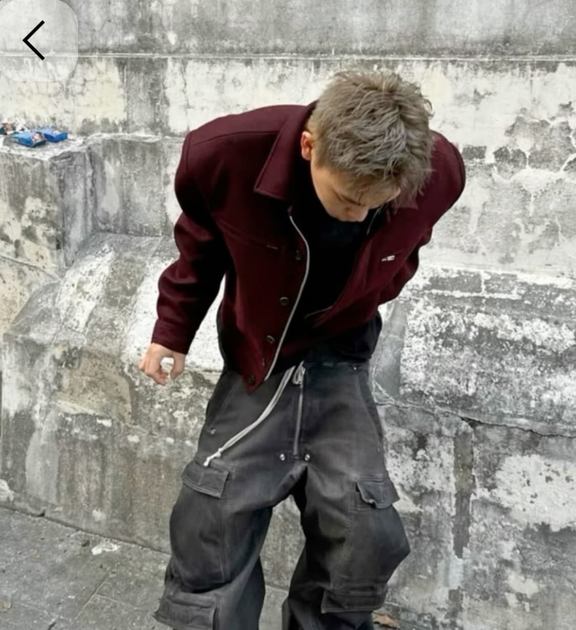 [교신가능]아워글래스 버건디 울 봄버 블루종 자켓 발렌시아가 와인 버건디 상품이미지1